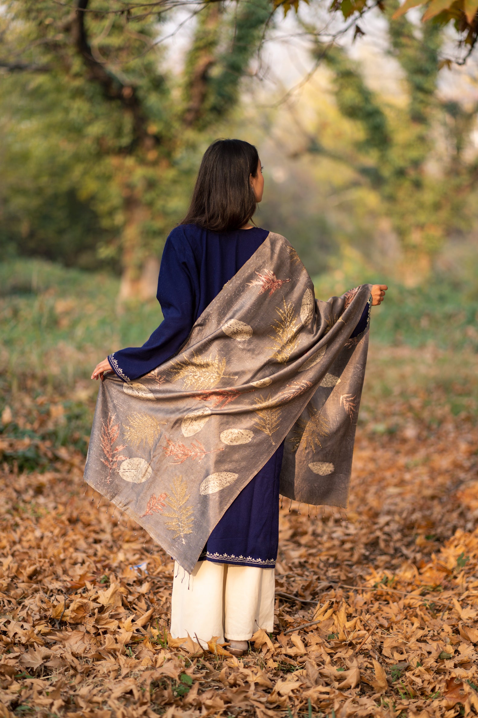 Grey Organic Dyed Mulberry Silk Stole