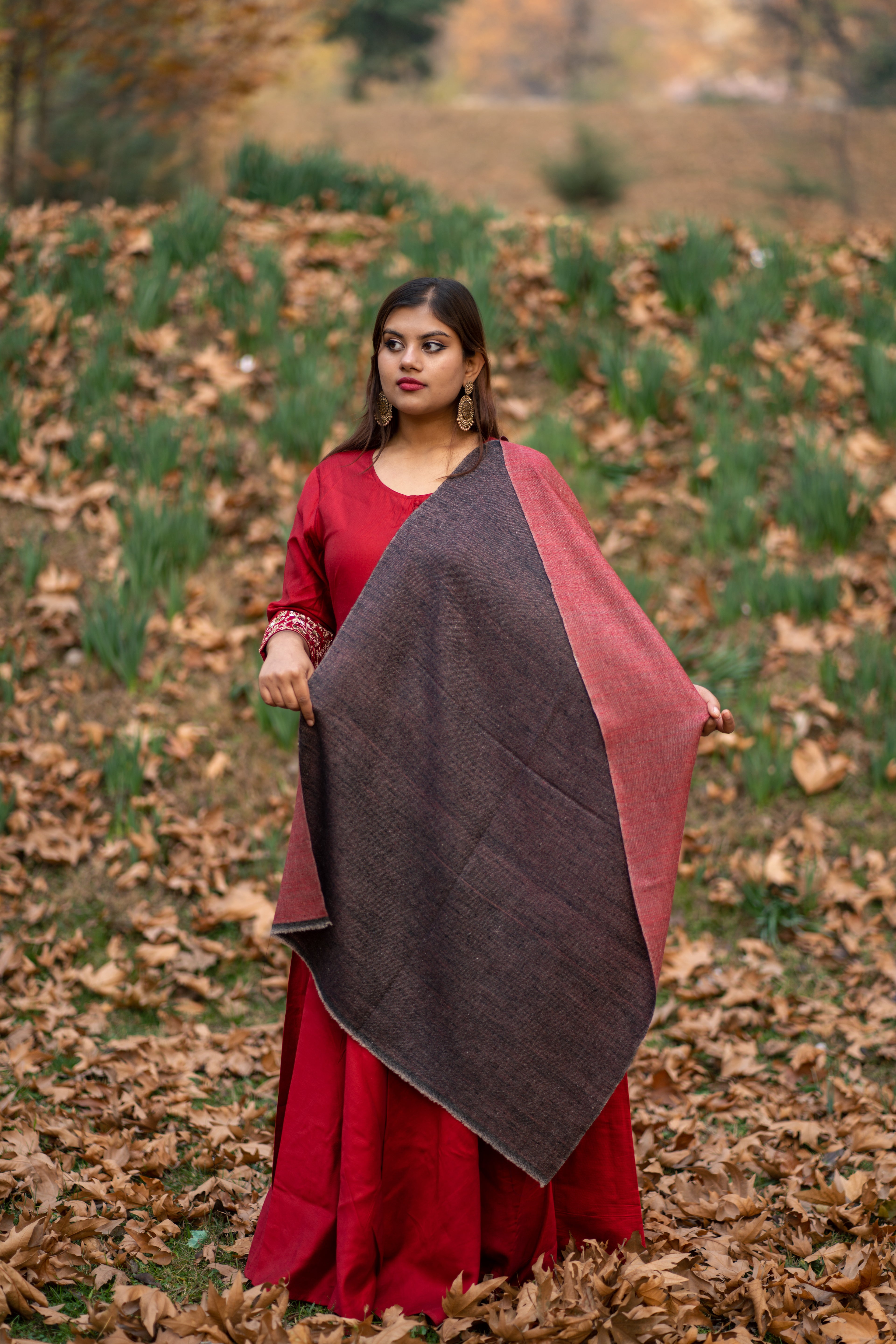 Red & Black Reversible Pashmina Wrap