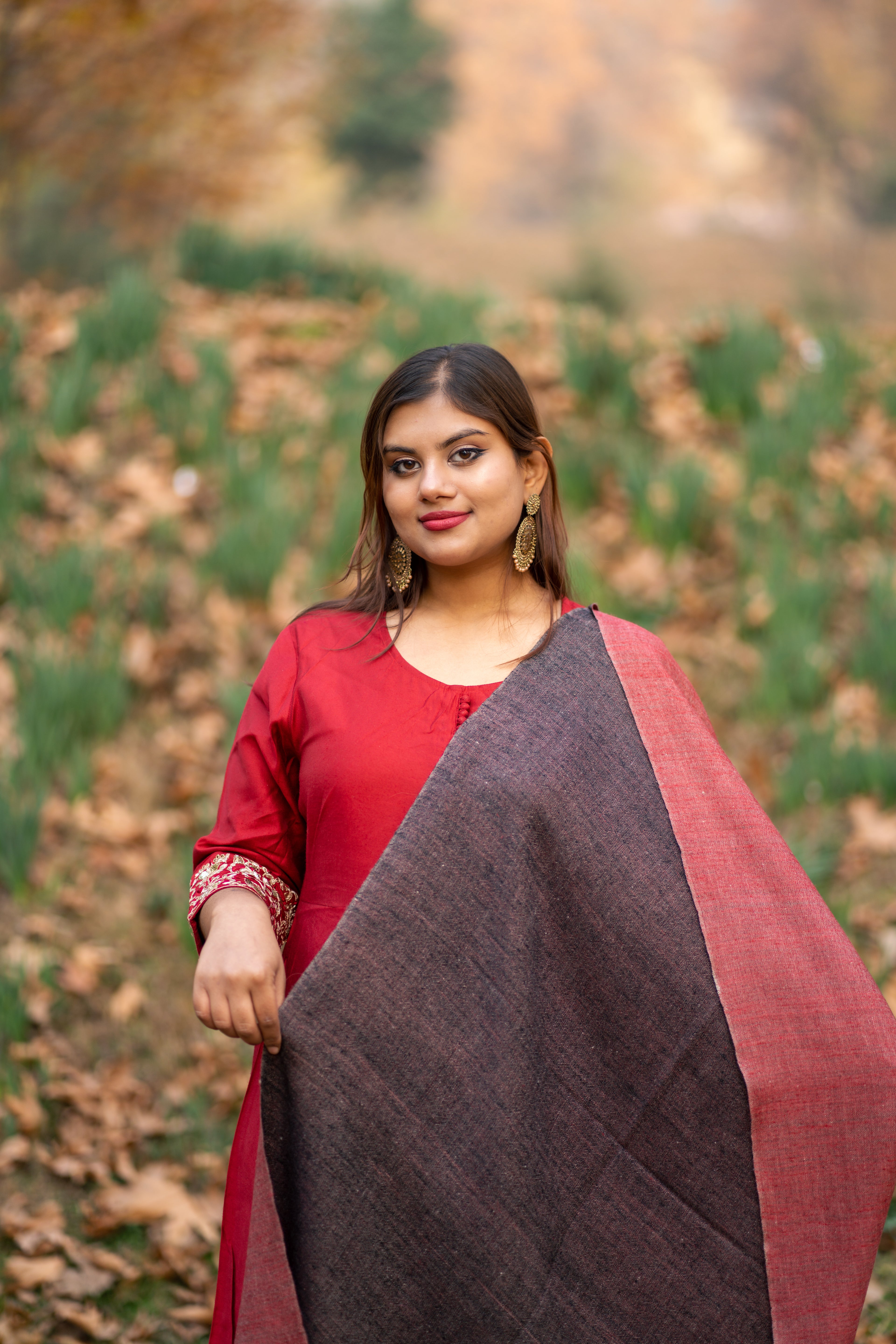 Red & Black Reversible Pashmina Wrap