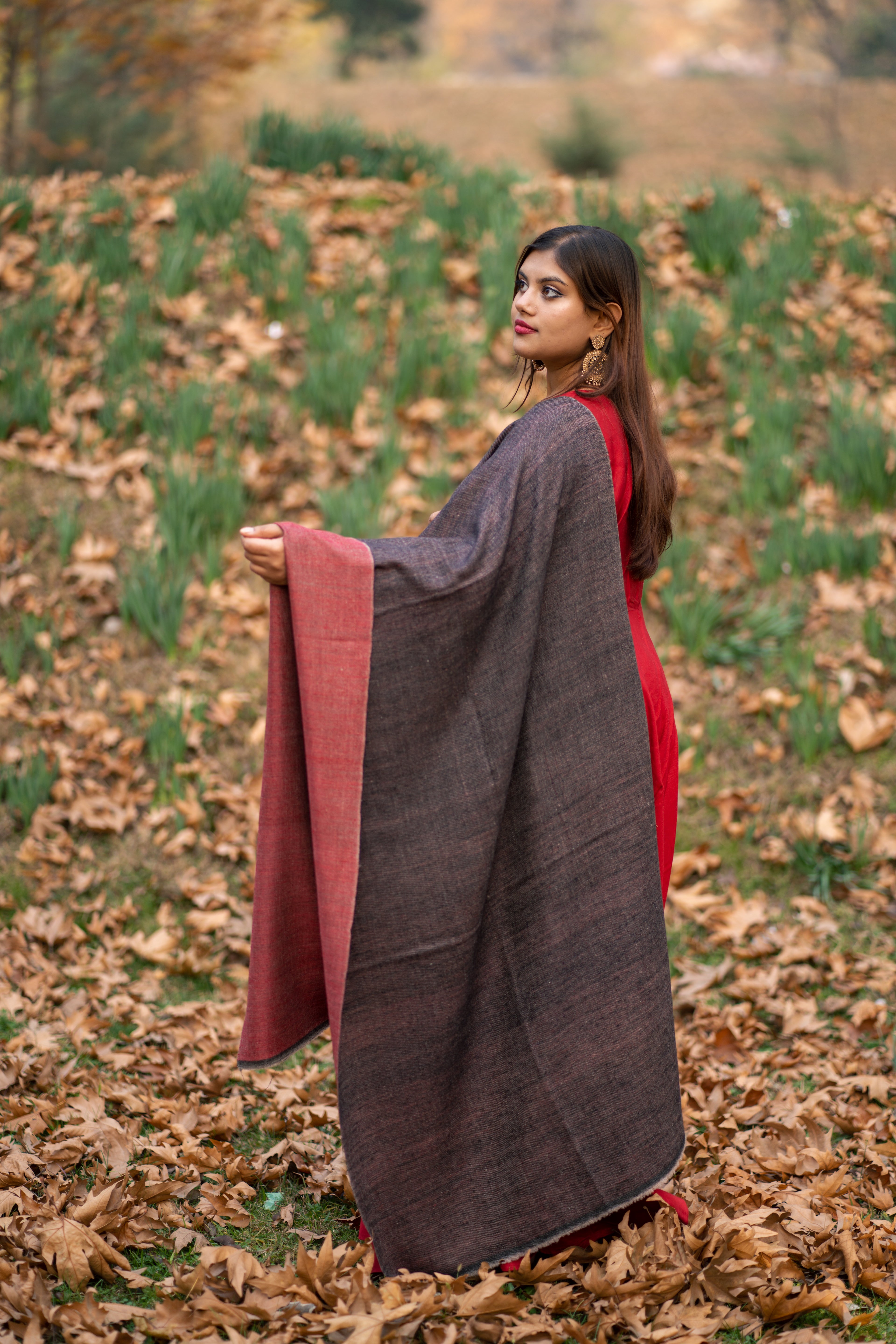 Red & Black Reversible Pashmina Wrap