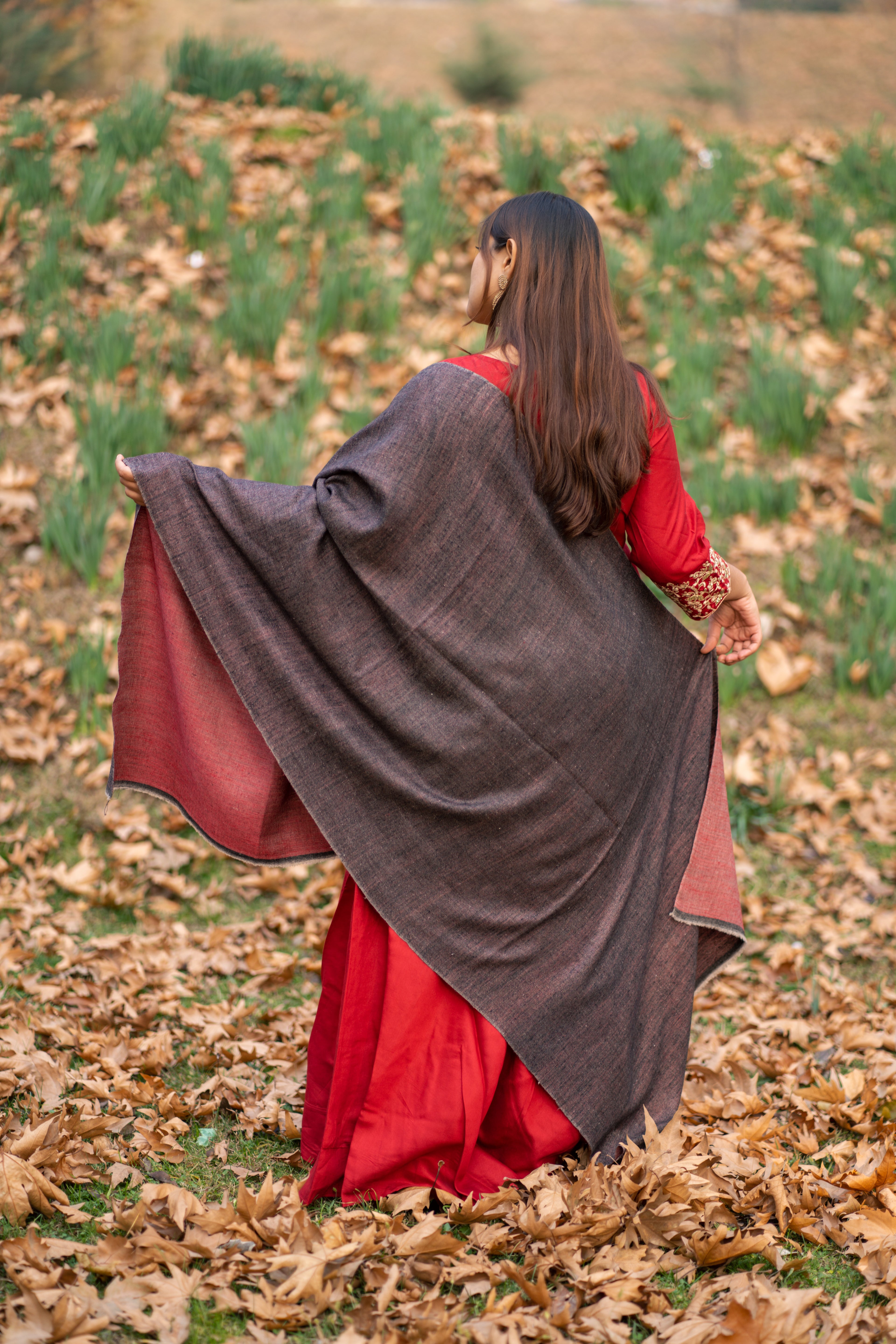 Red & Black Reversible Pashmina Wrap