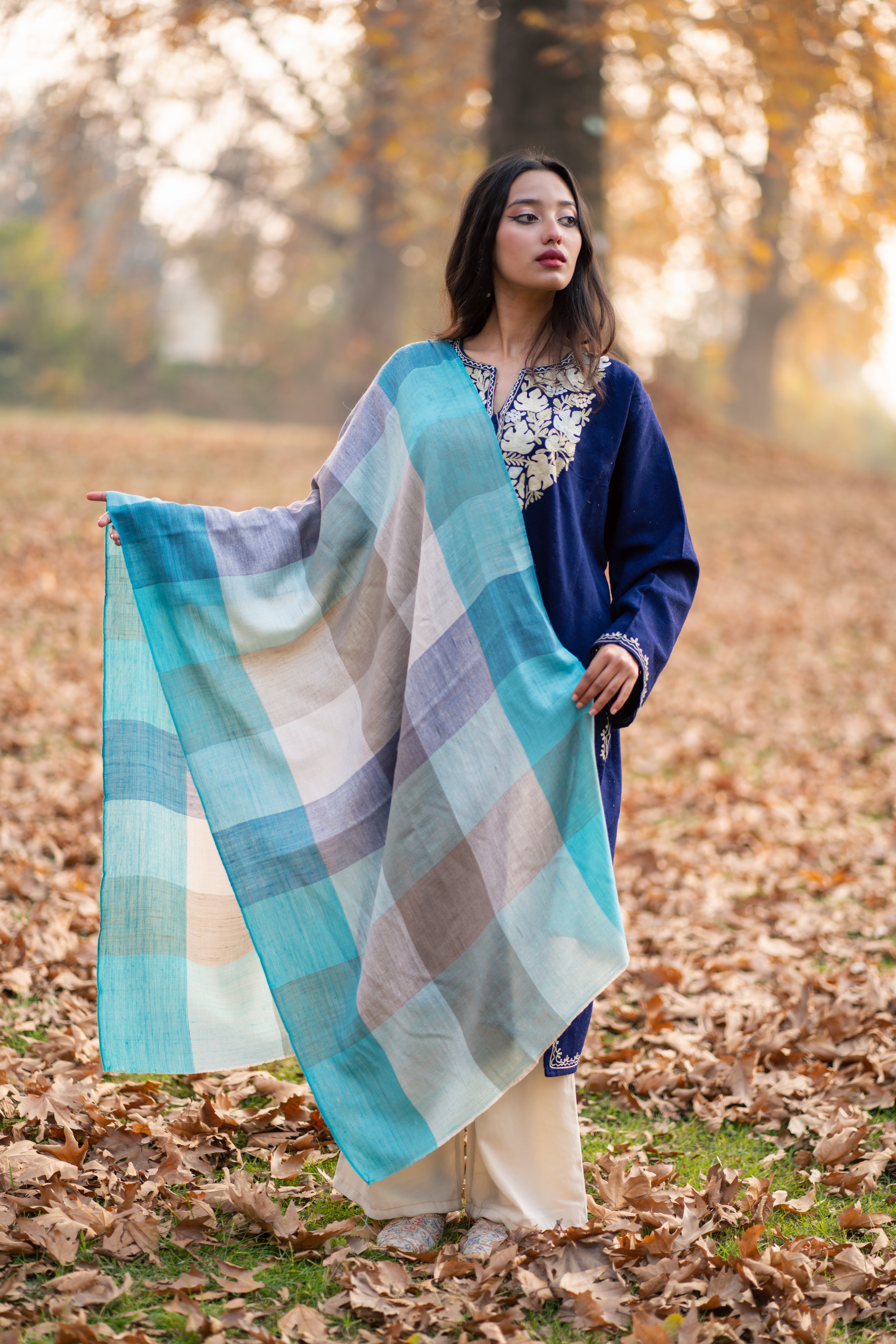 Multicoloured Checkered Pashmina Wrap
