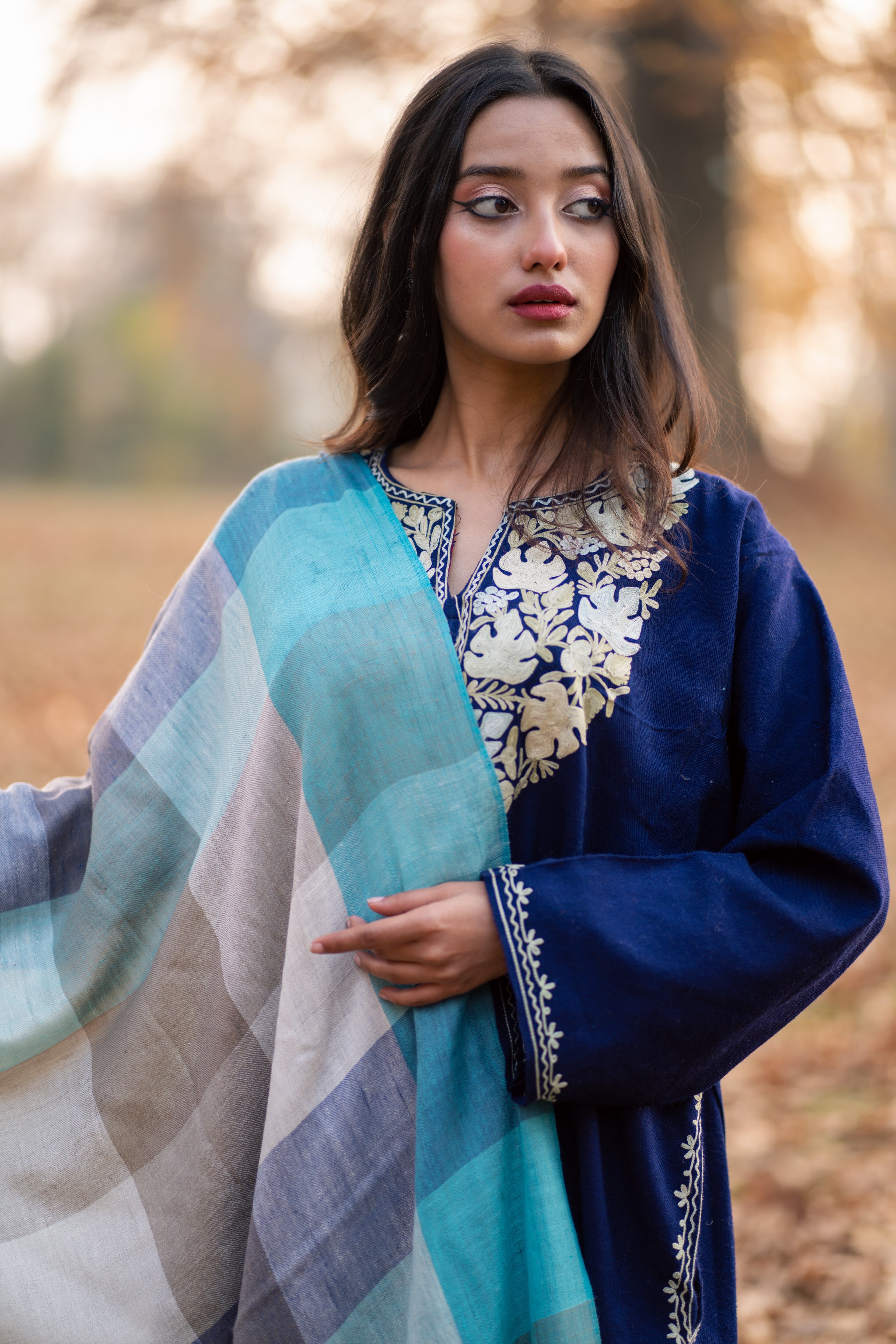 Multicoloured Checkered Pashmina Wrap