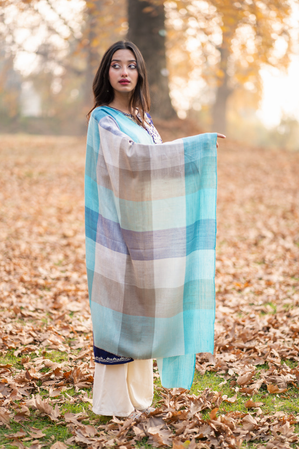 Multicoloured Checkered Pashmina Stole