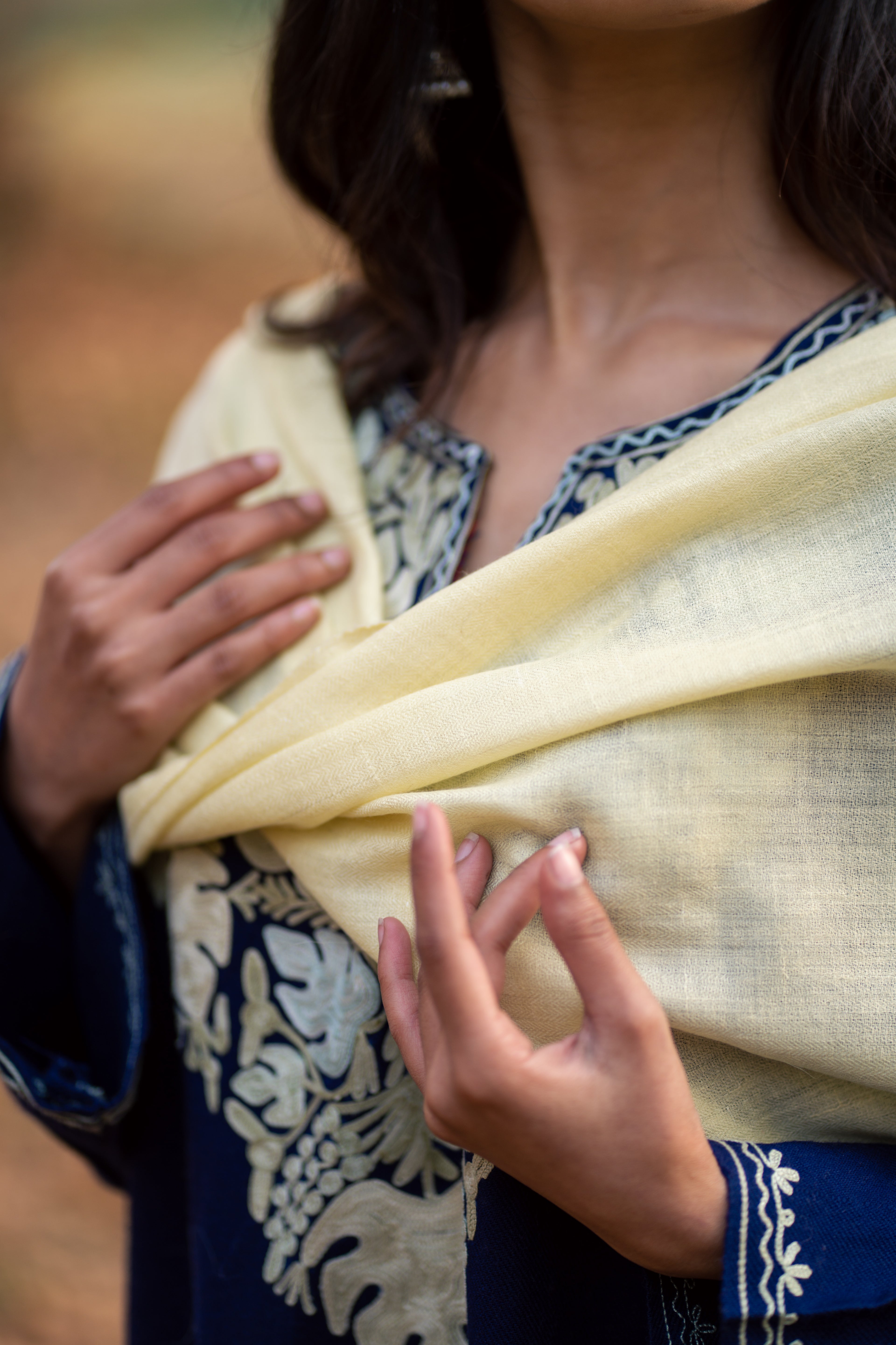Ivory and Yellow Ombre Pashmina Muffler