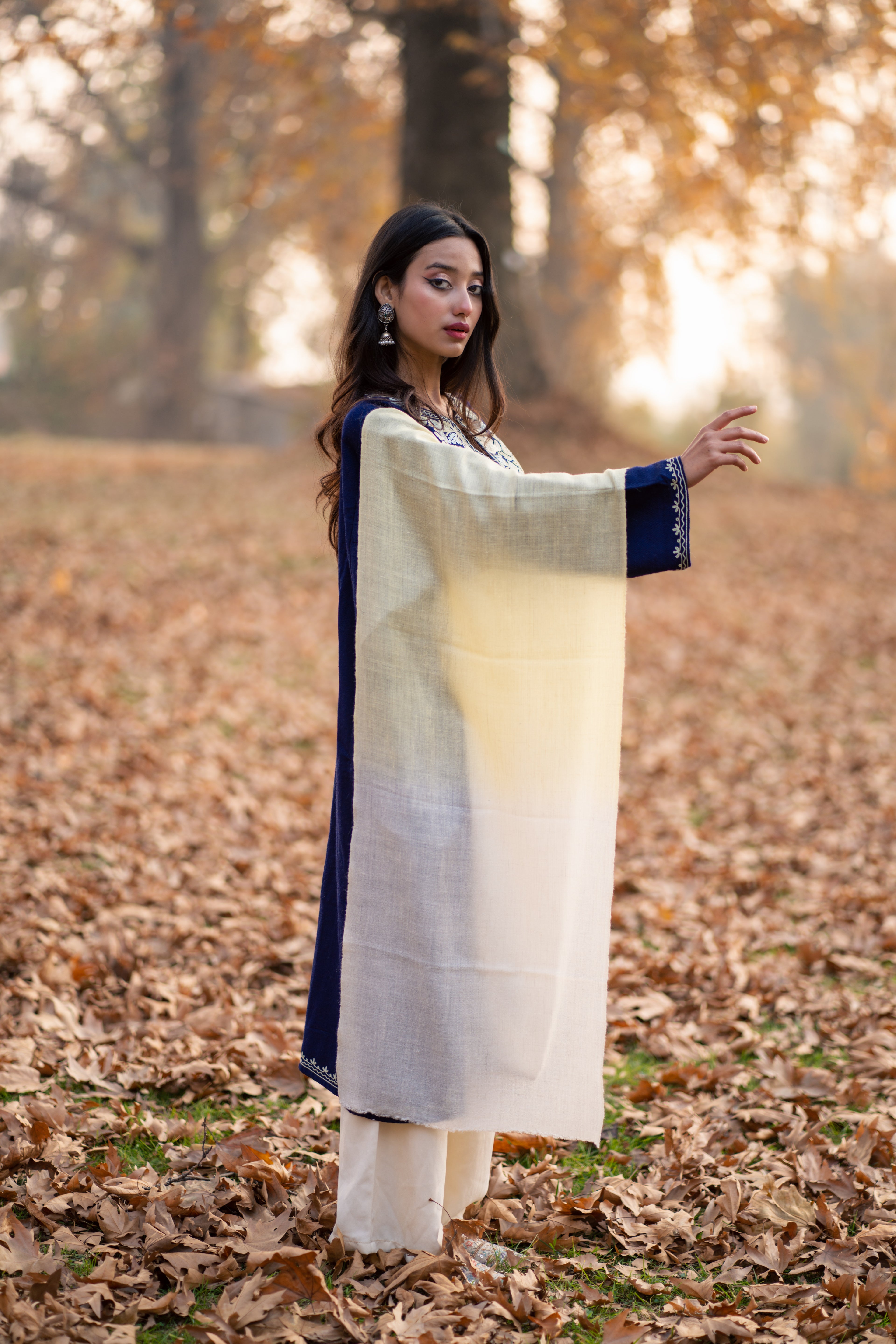 Ivory and Yellow Ombre Pashmina Muffler
