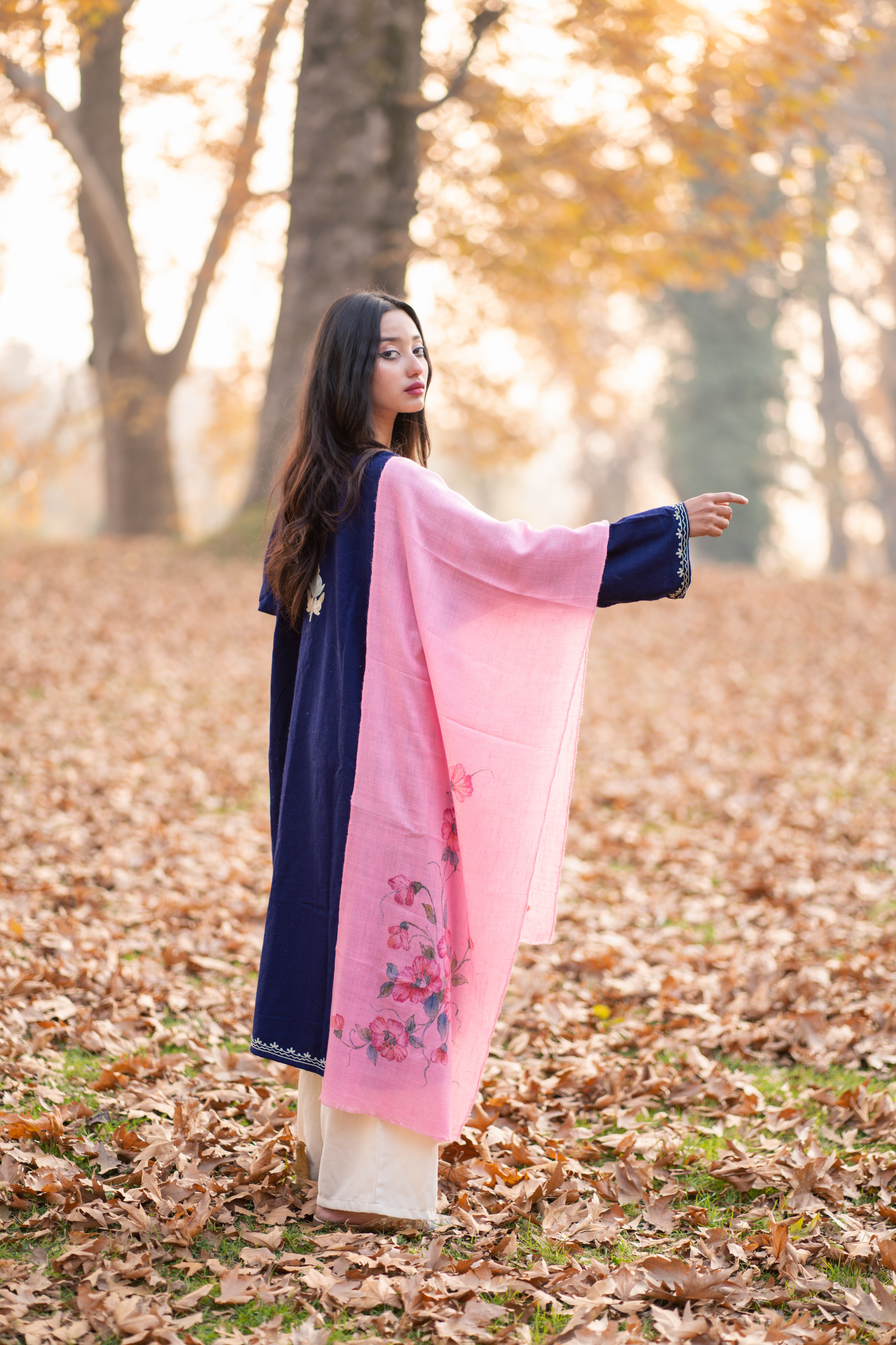 Pink Hand Painted Pashmina Muffler