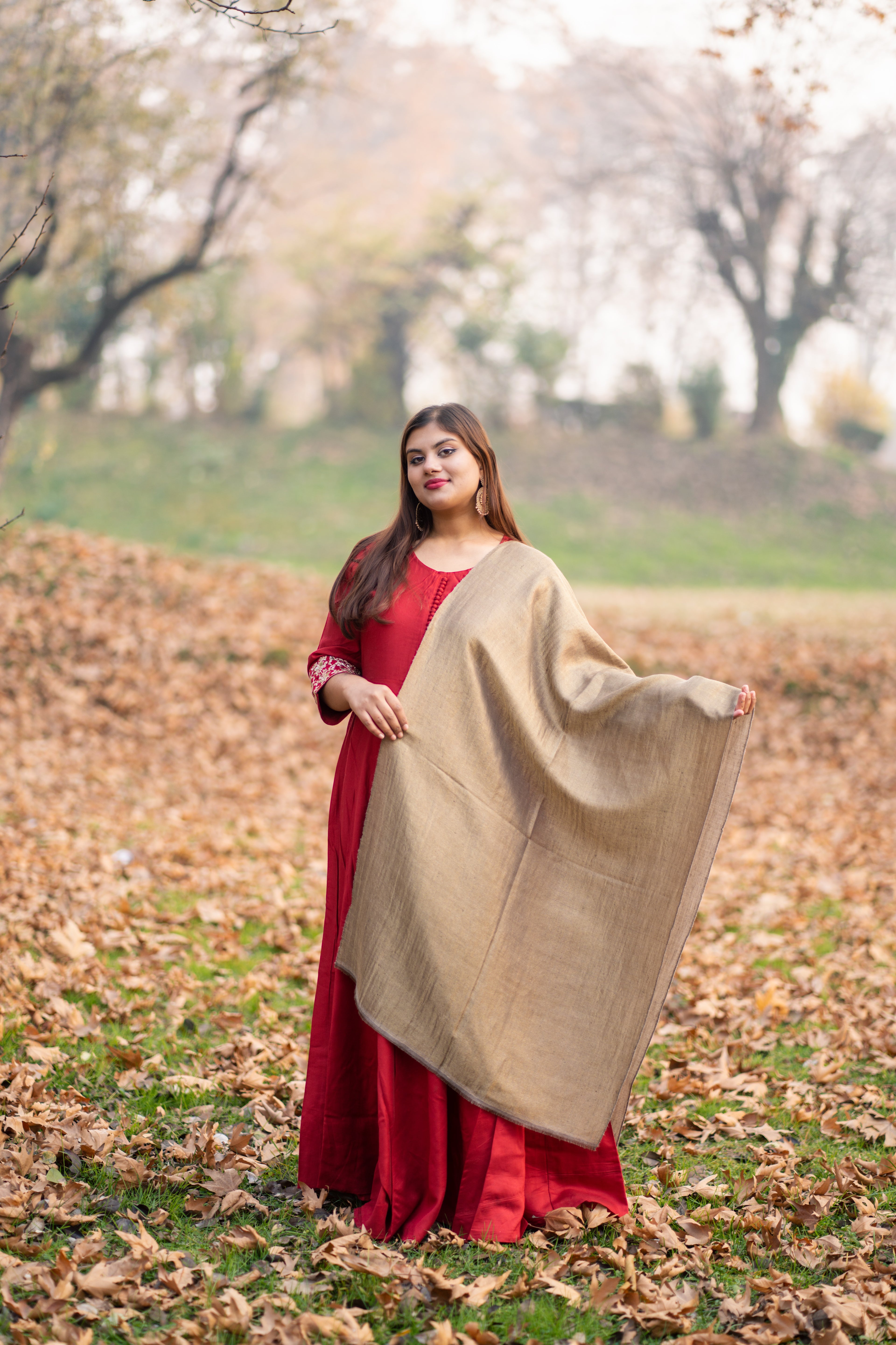 Grey and Gold Zari Reversible Pashmina Wrap