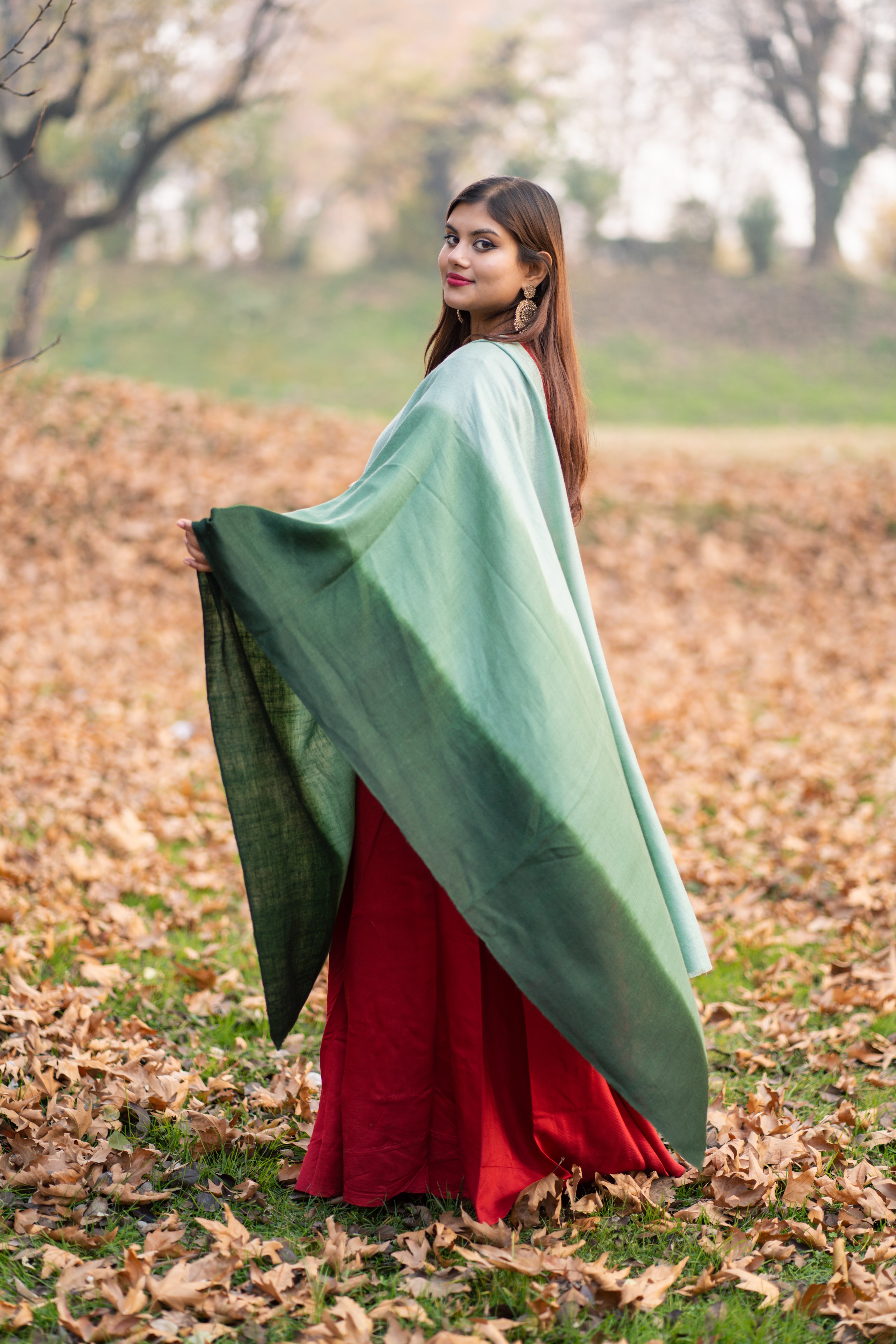 Green Ombre Pashmina Wrap