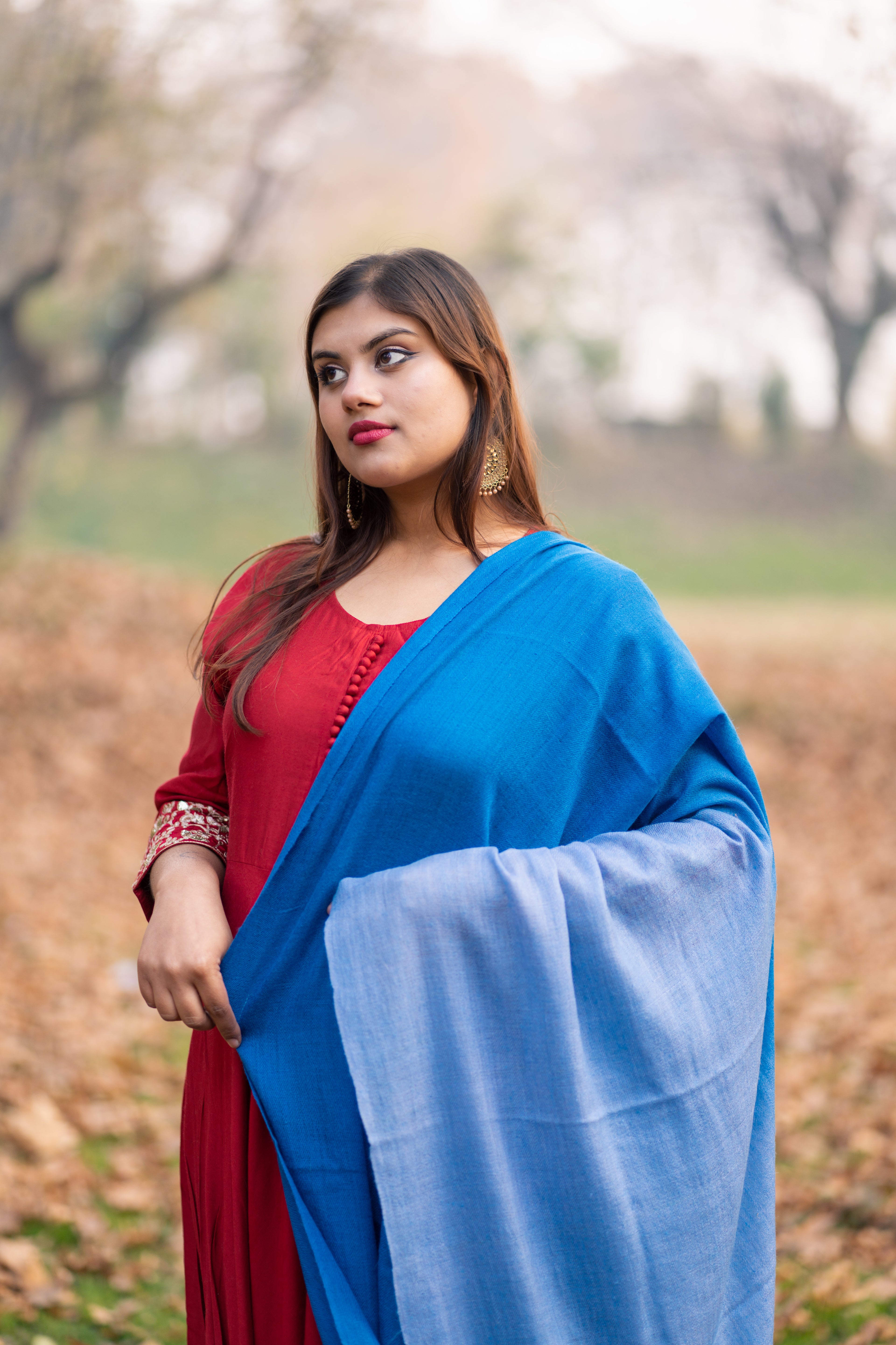 Blue Ombre Handspun Pashmina Shawl