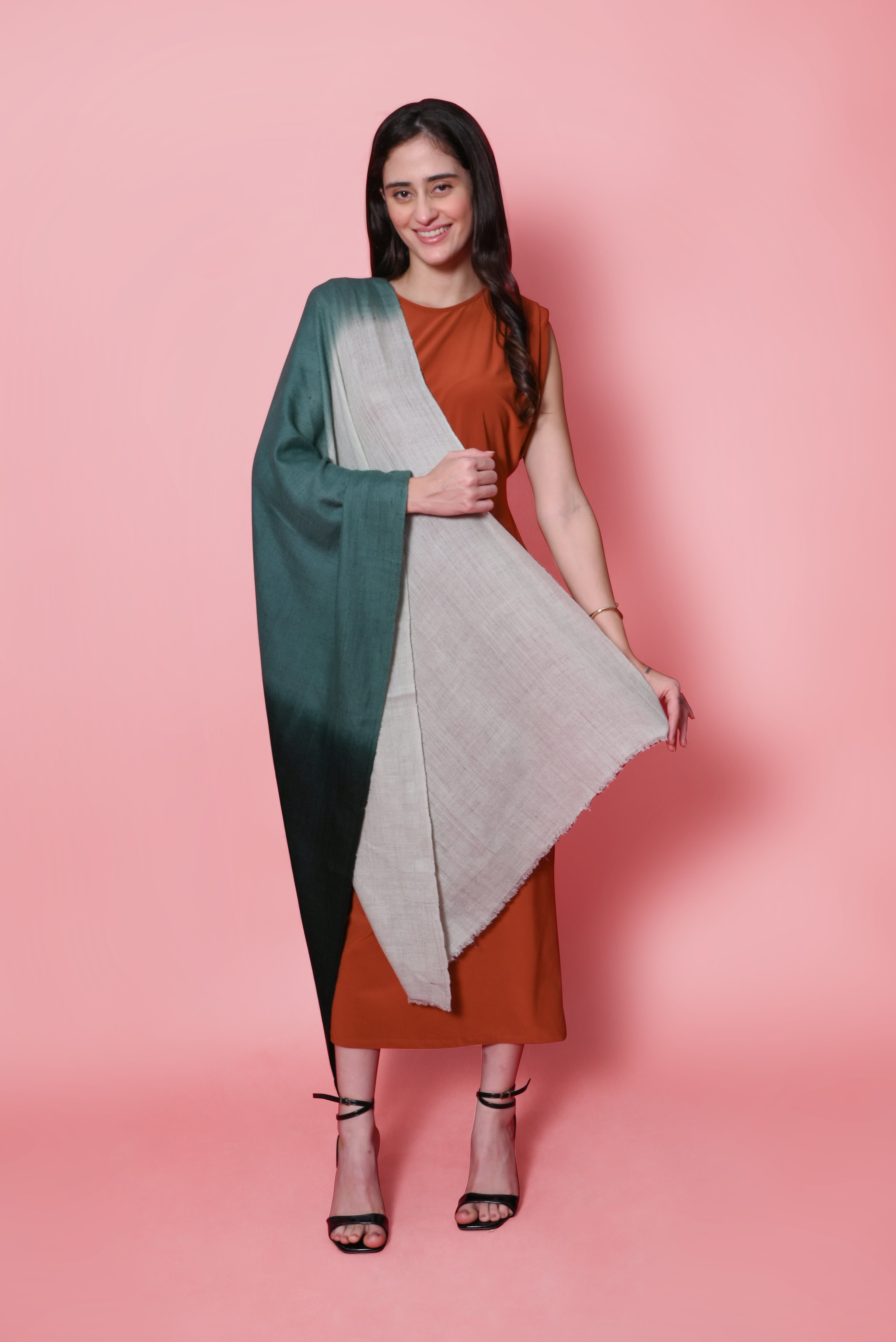 Green Ombre Handspun Pashmina Wrap