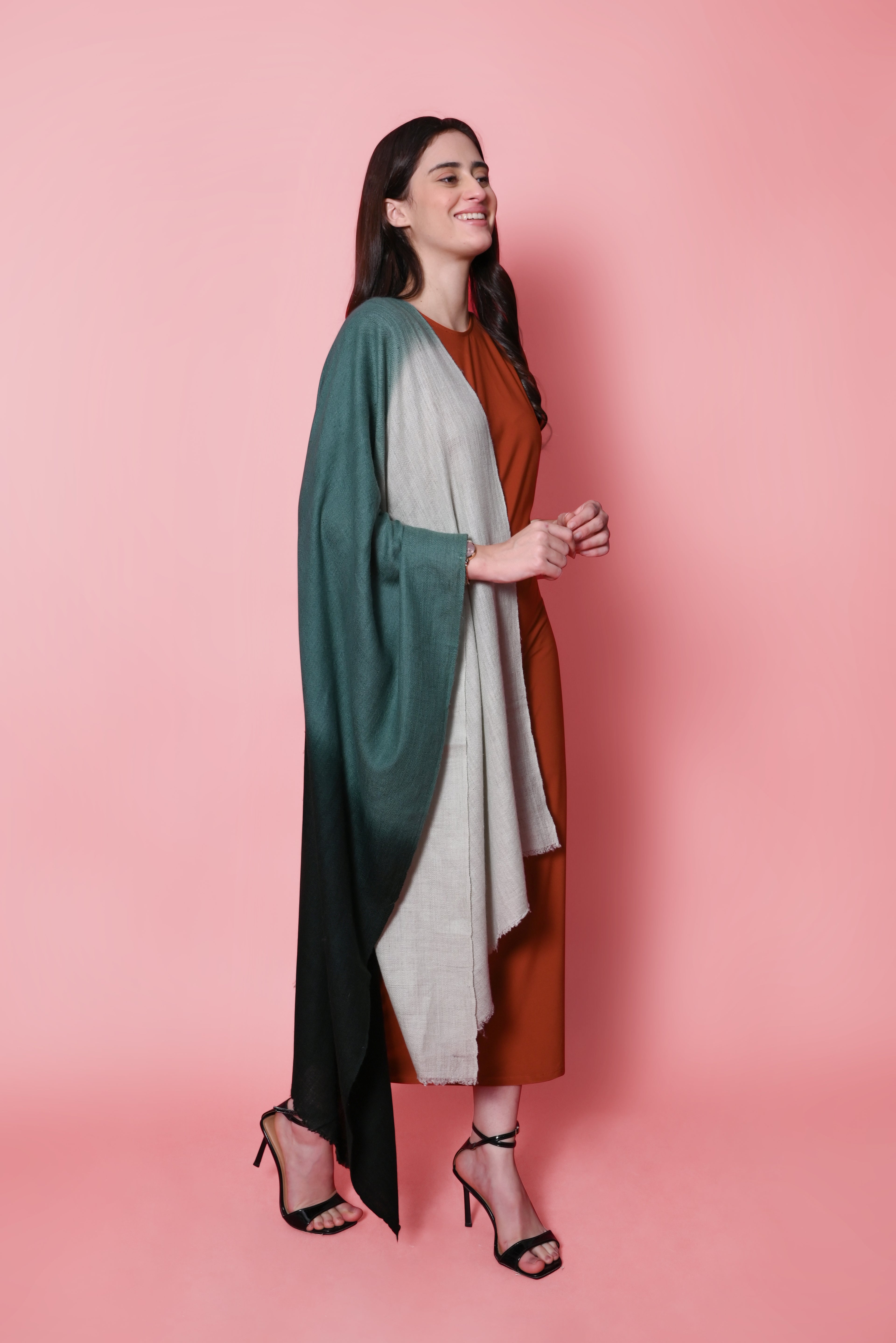 Green Ombre Handspun Pashmina Wrap