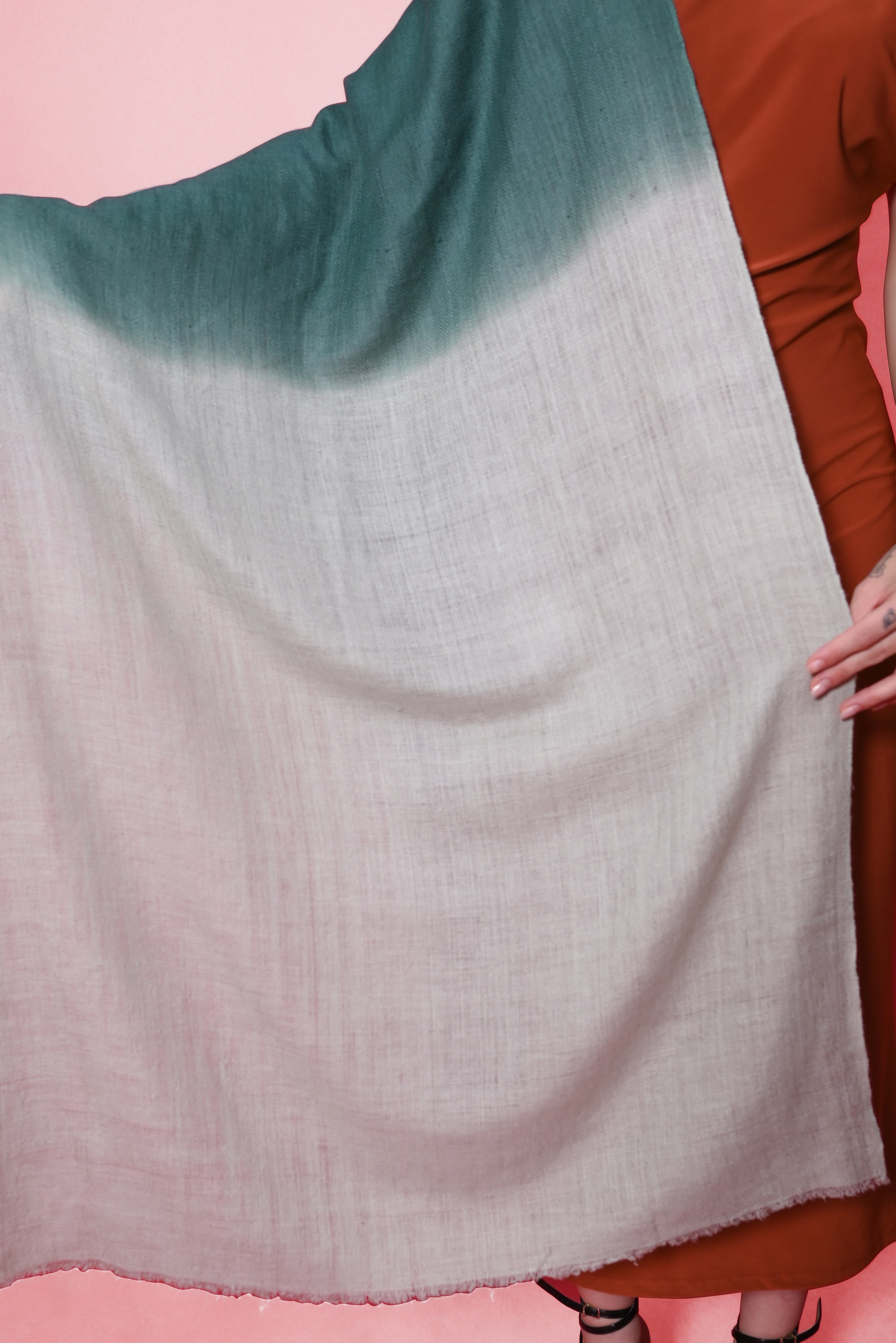 Green Ombre Handspun Pashmina Wrap