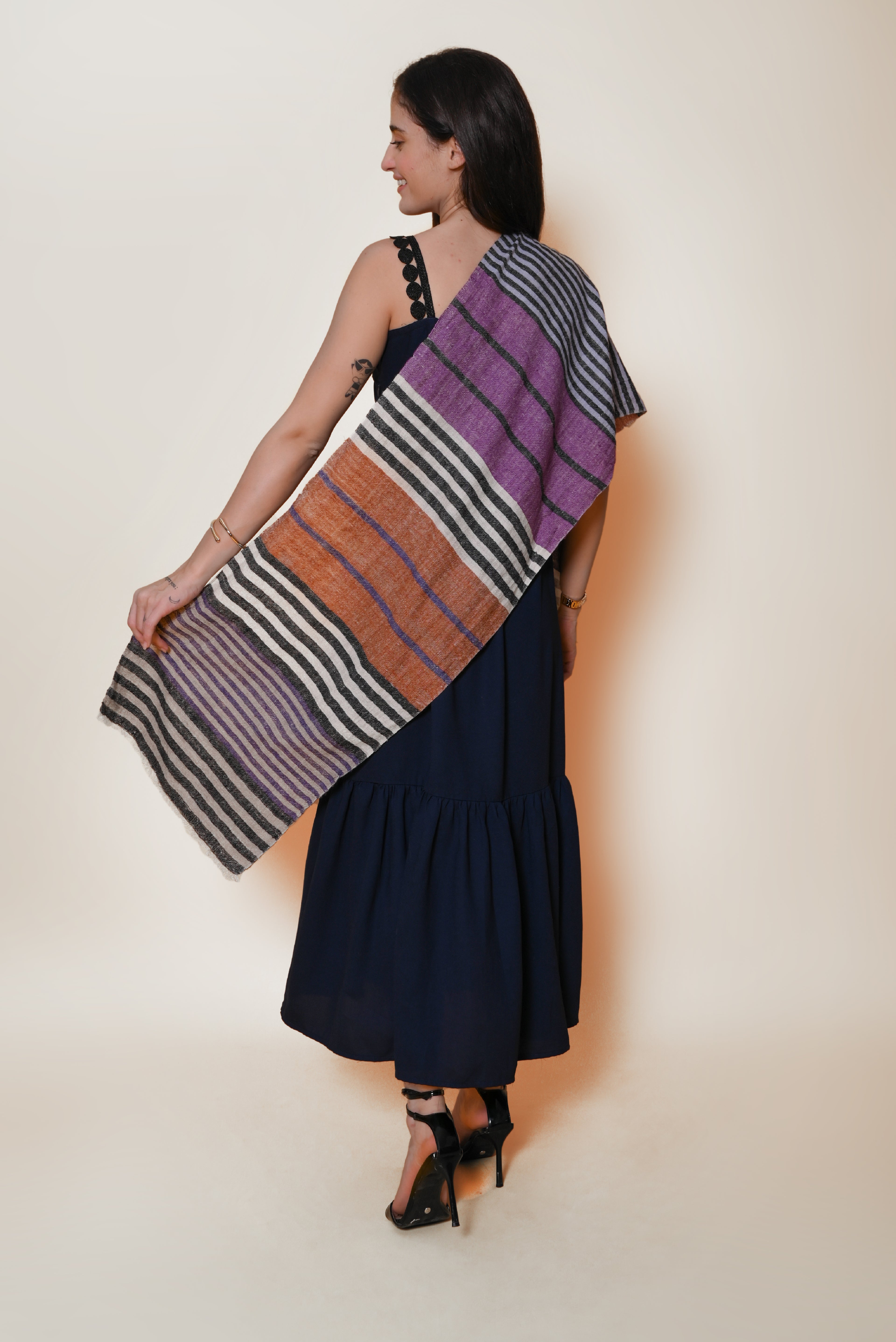 Multicolored Striped Handspun Pashmina Muffler