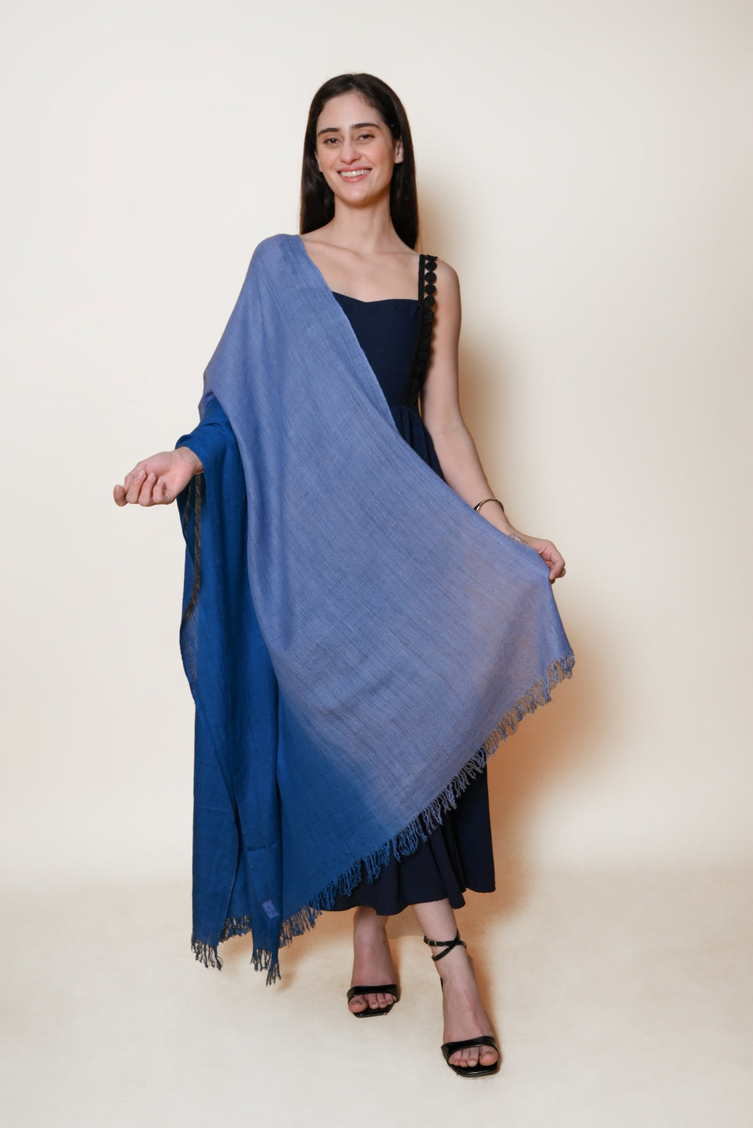 Blue Ombre Handspun Pashmina Shawl
