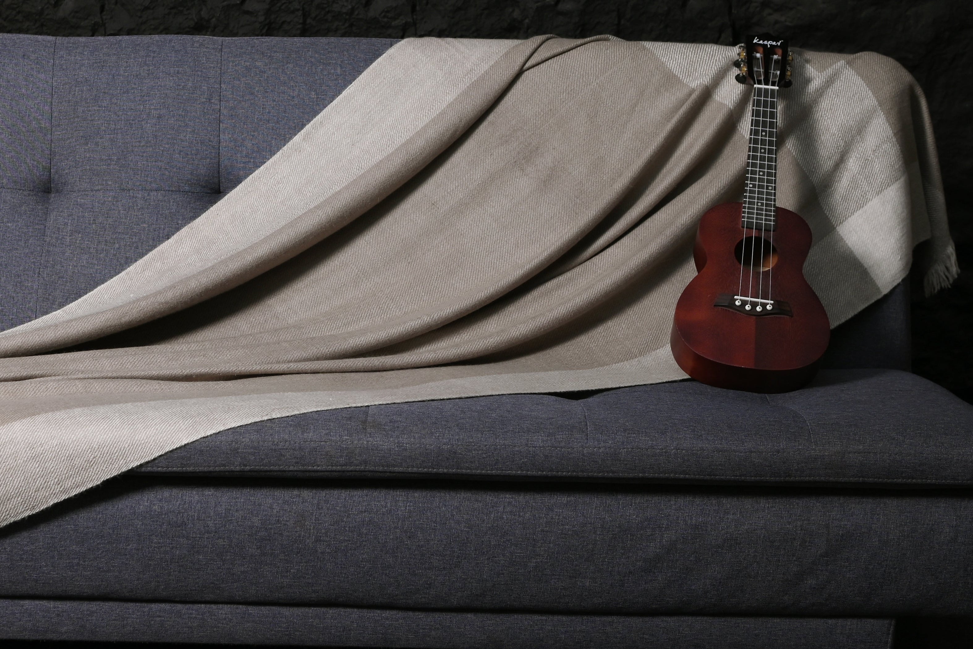 Beige and Ivory Handspun Pashmina Throw