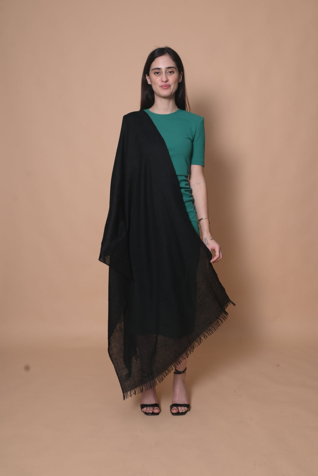 Black Handspun Pashmina Wrap
