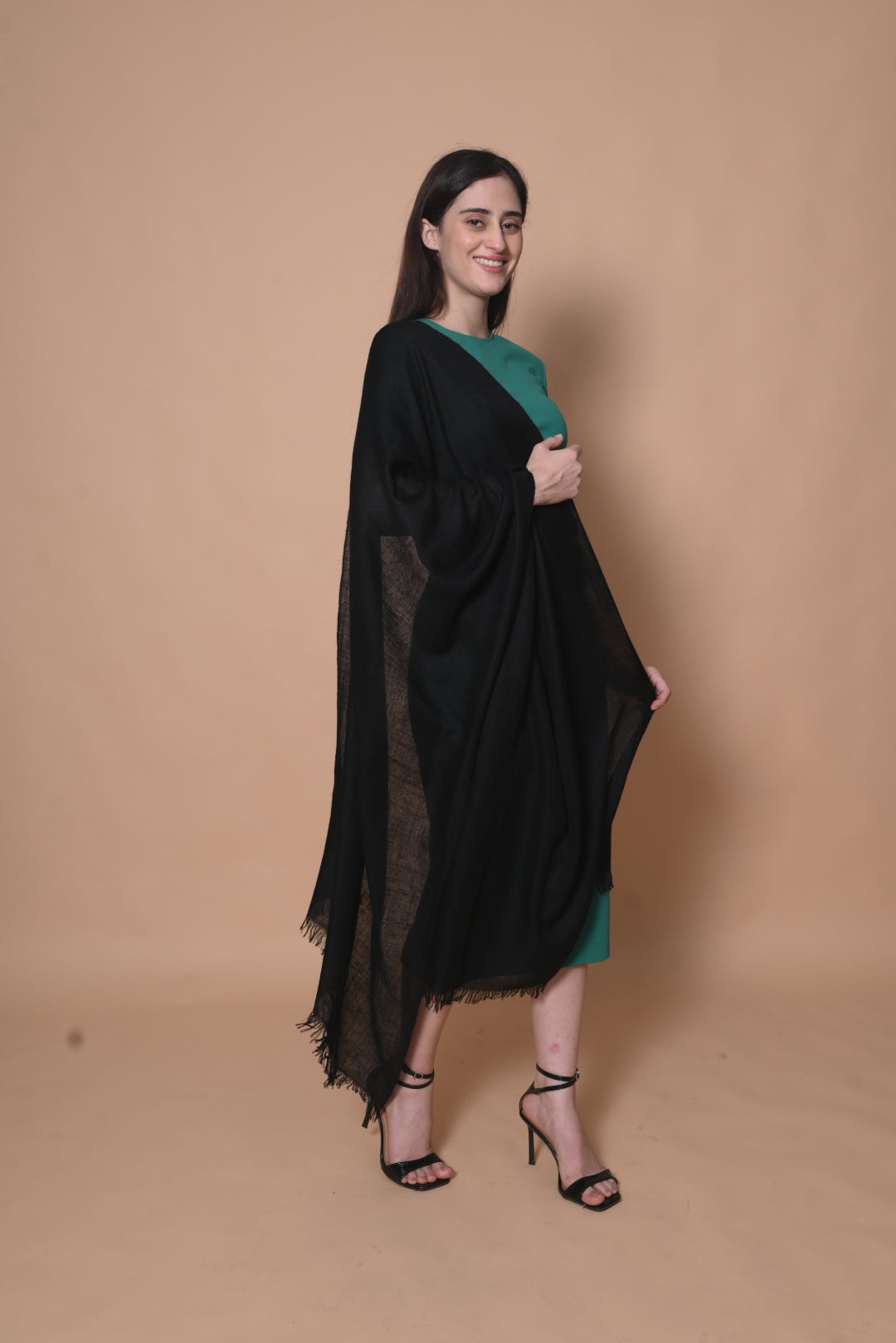 Black Handspun Pashmina Wrap