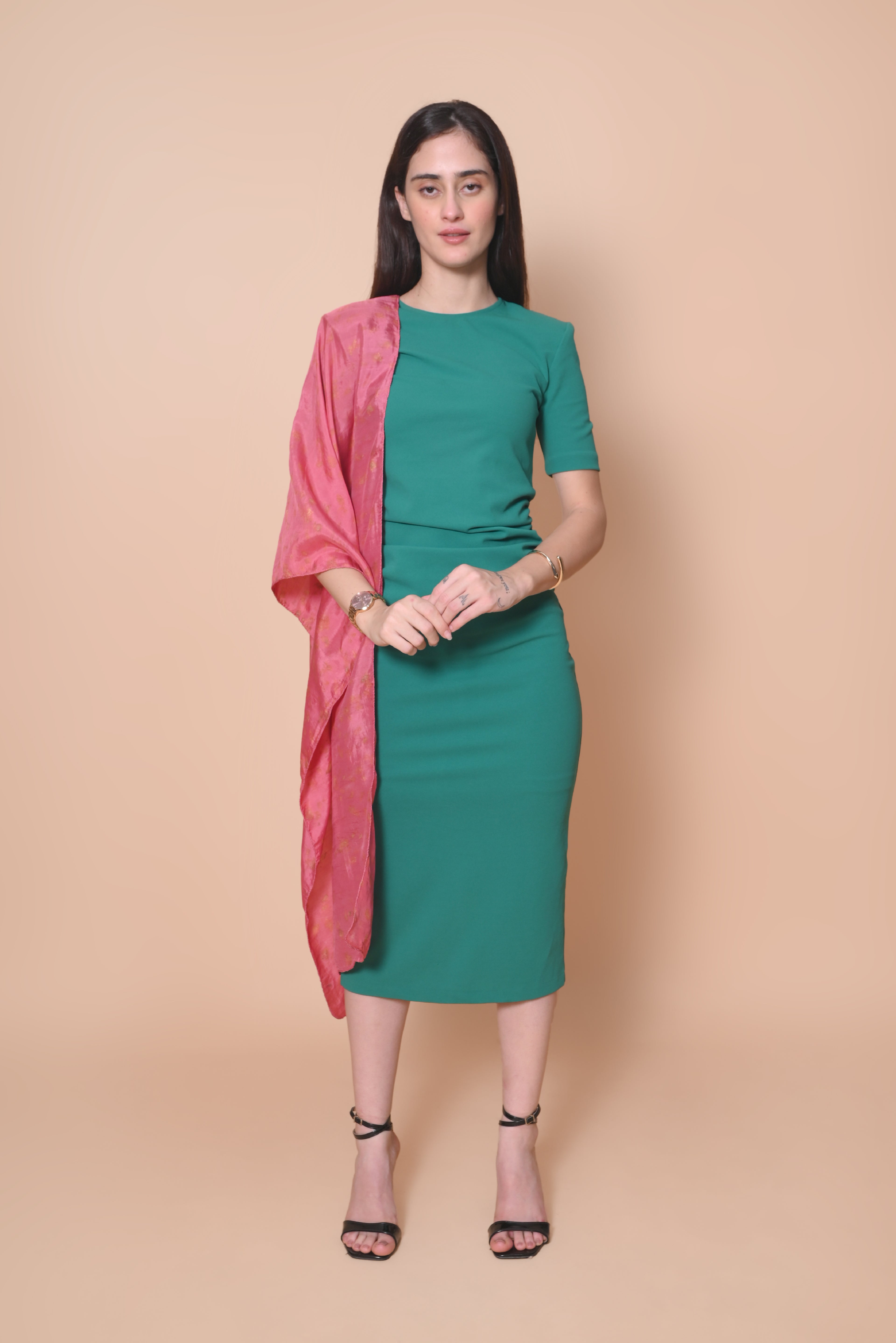 Pink Floral Organic Dyed Mulberry Silk Stole