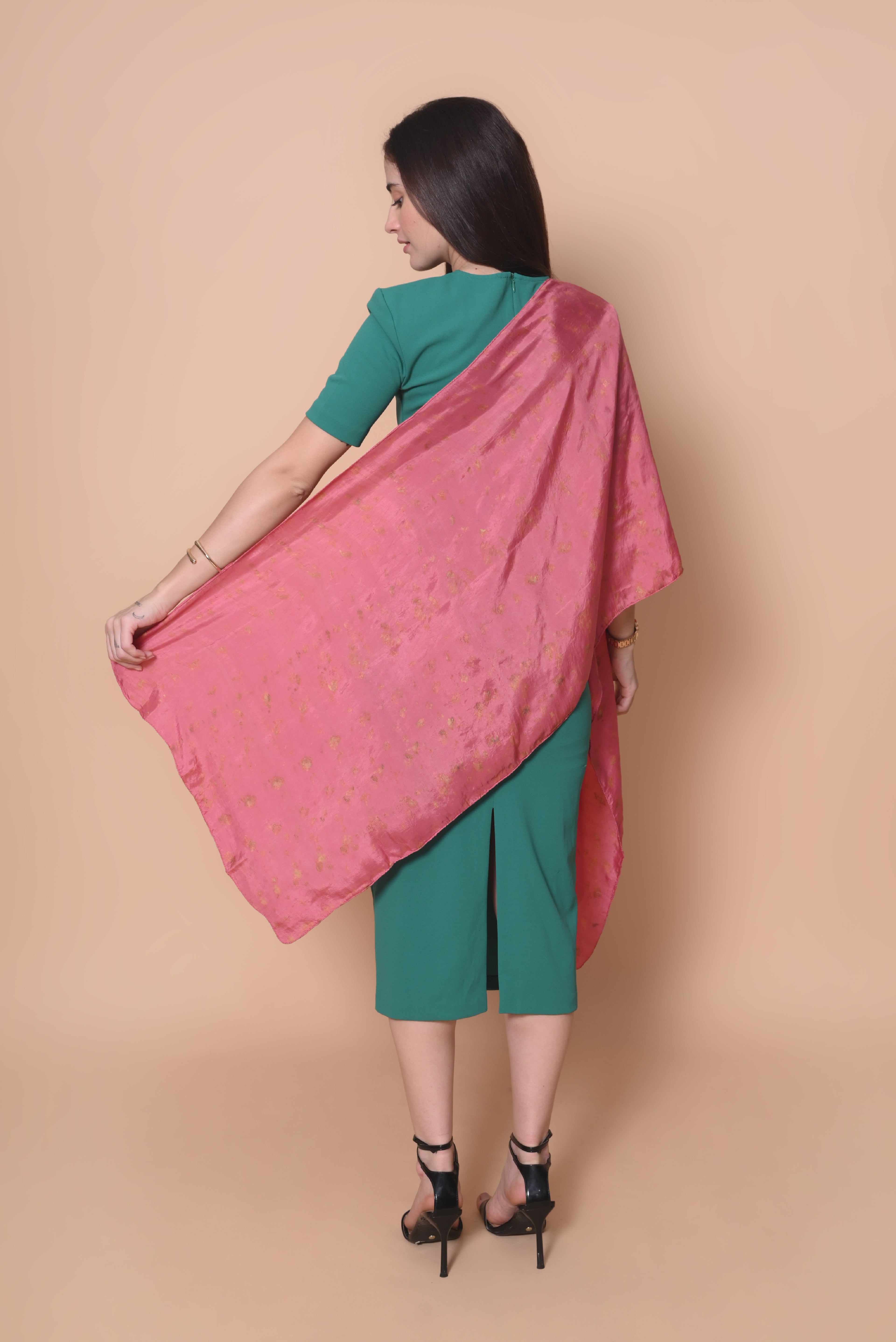 Pink Floral Organic Dyed Mulberry Silk Stole