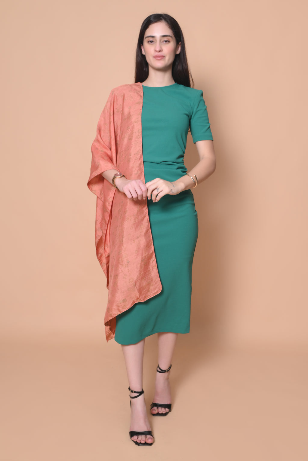 Rust Floral Organic Dyed Mulberry Silk Stole