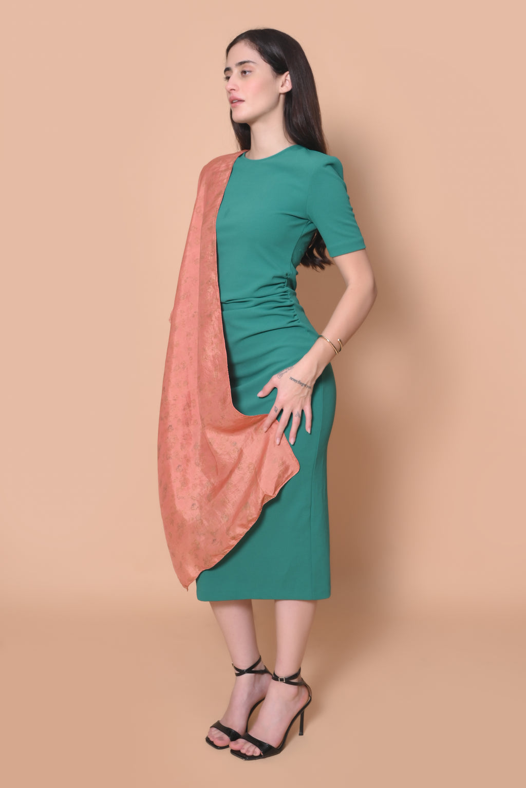 Rust Floral Organic Dyed Mulberry Silk Stole