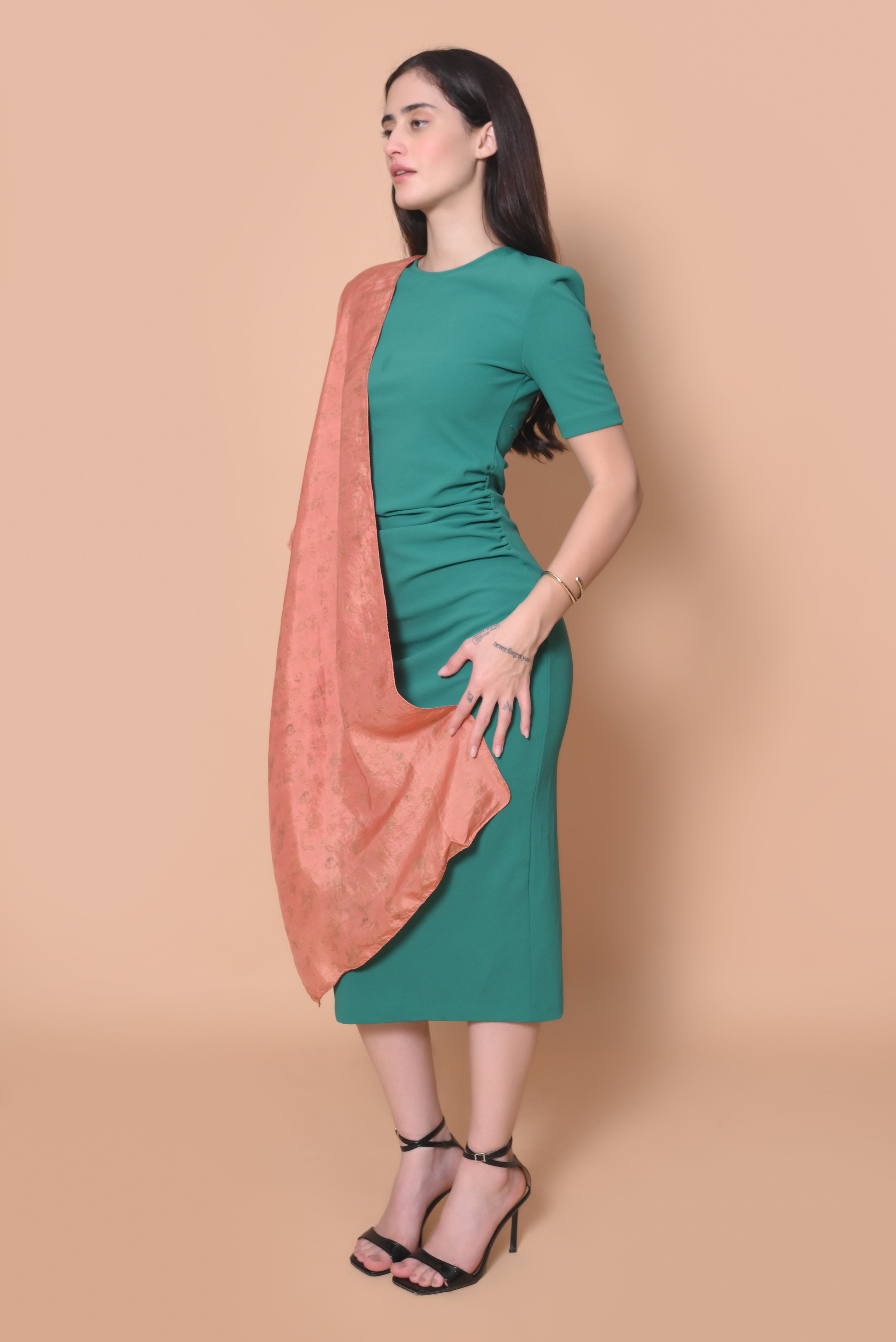 Rust Floral Organic Dyed Mulberry Silk Stole