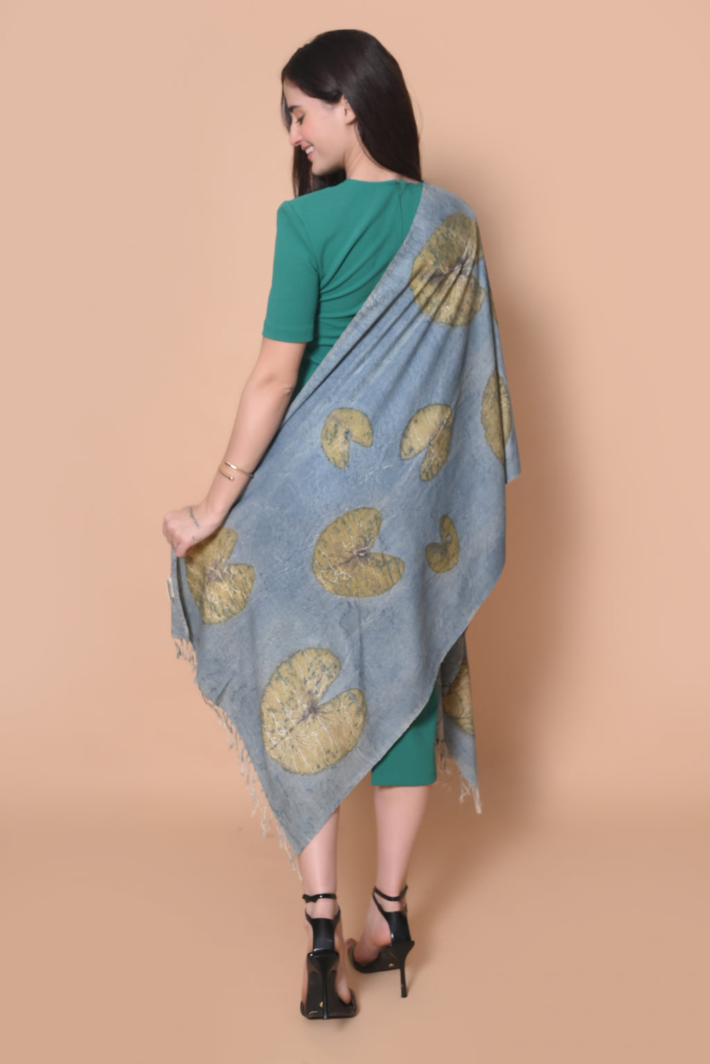 Blue Lotus Leavesl Organic Dyed Eri Silk Stole