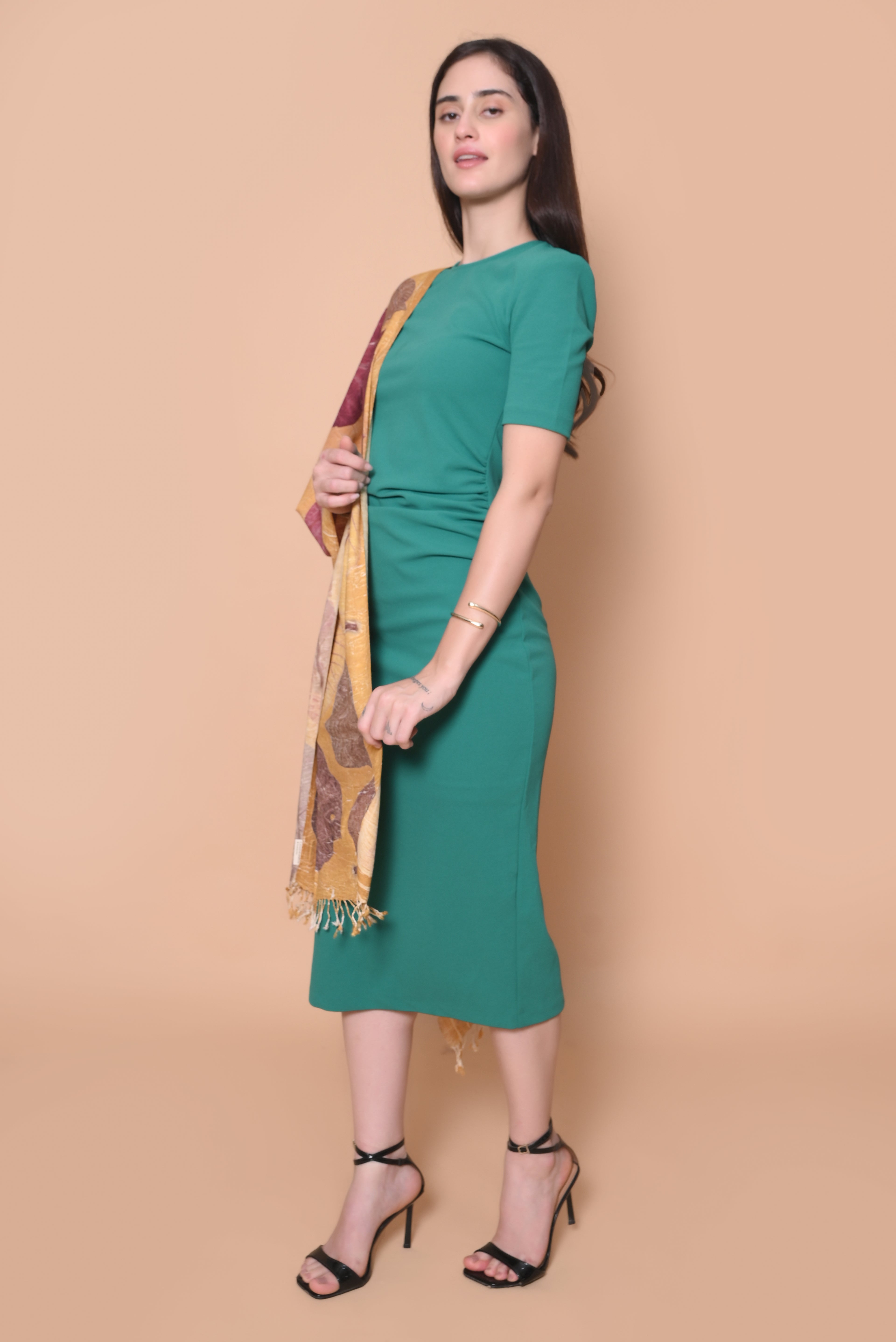 Yellow Organic Leaves Dyed Eri Silk Stole