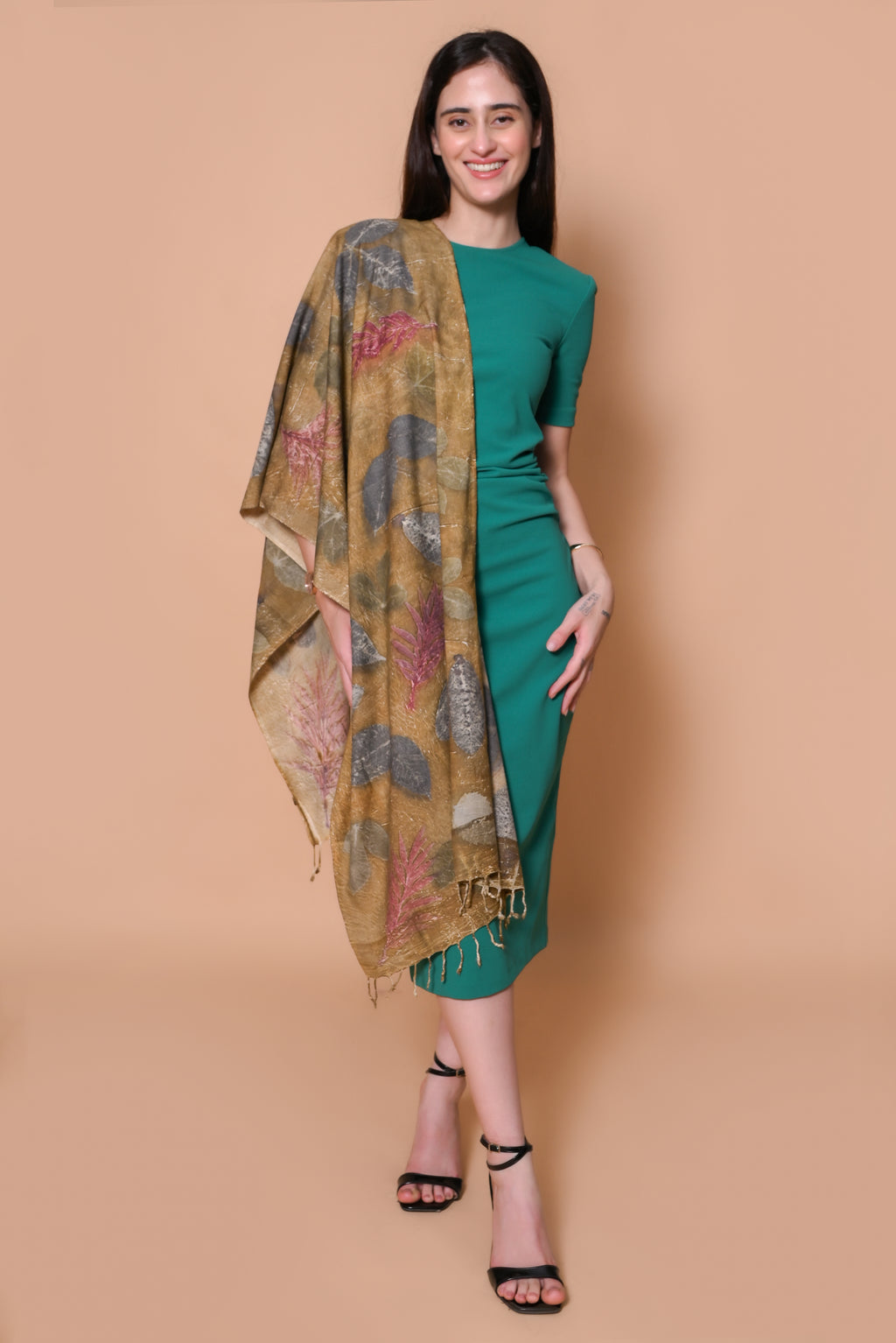 Yellow Organic Leaves Dyed Eri Silk Stole