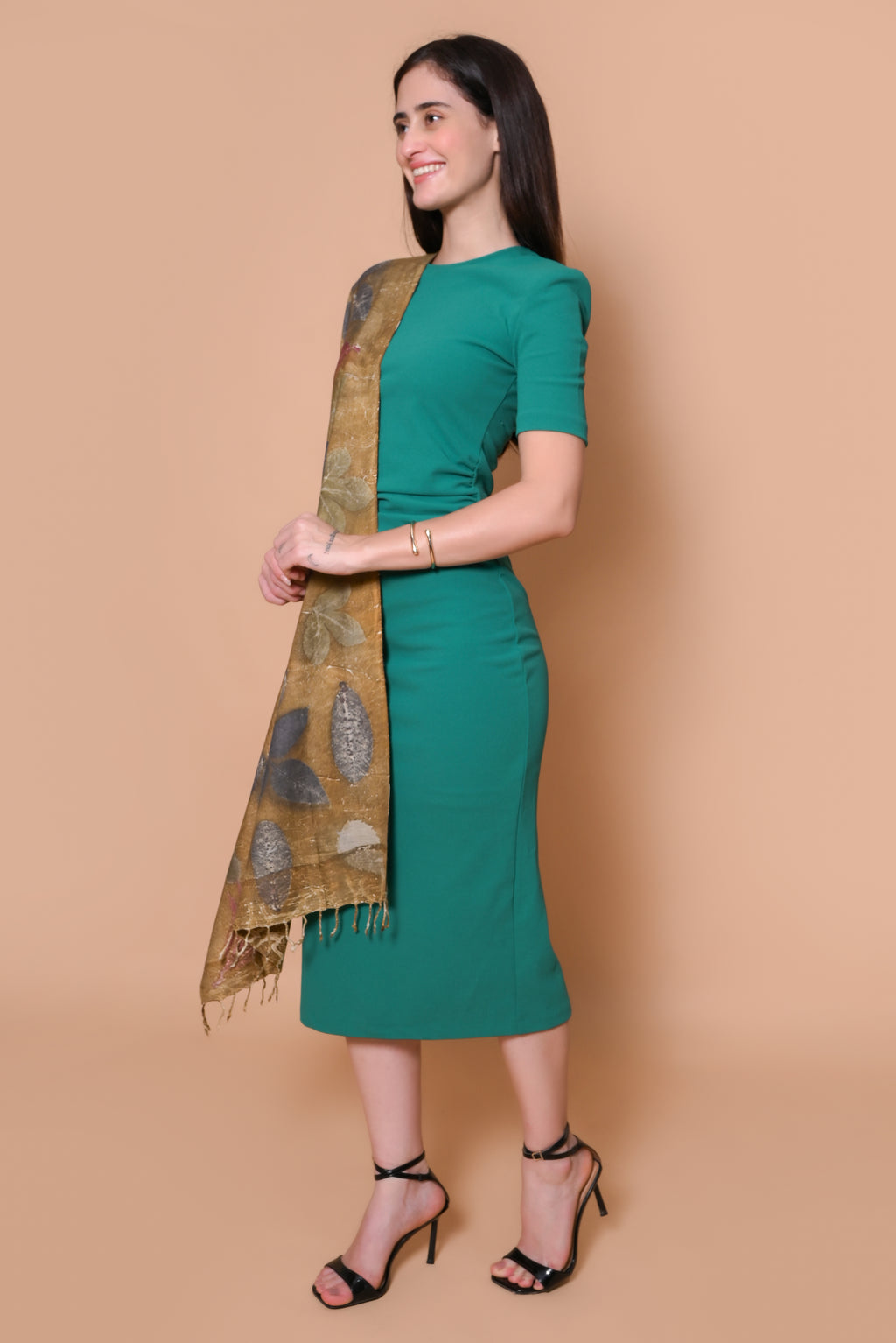 Yellow Organic Leaves Dyed Eri Silk Stole