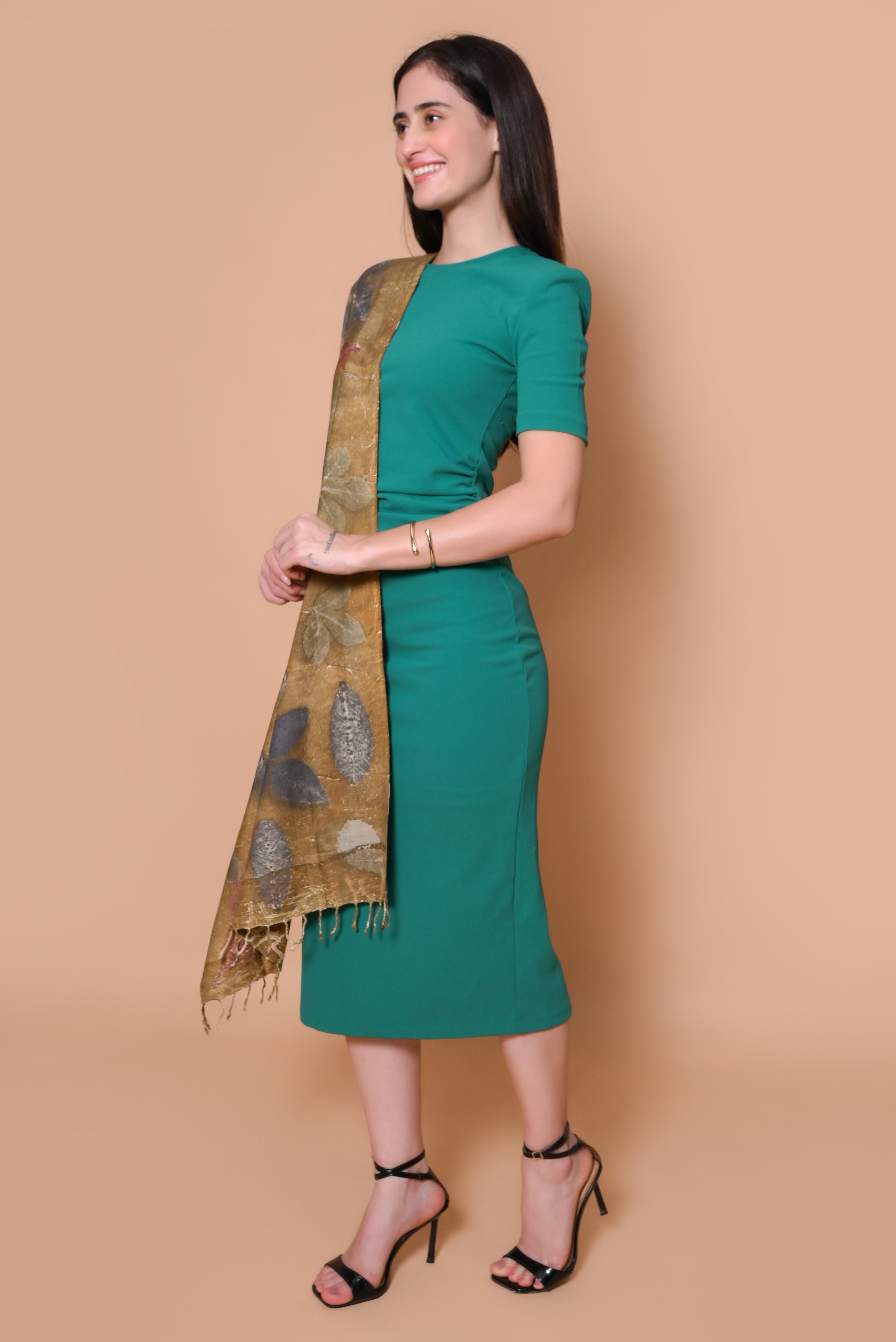 Yellow Organic Leaves Dyed Eri Silk Stole