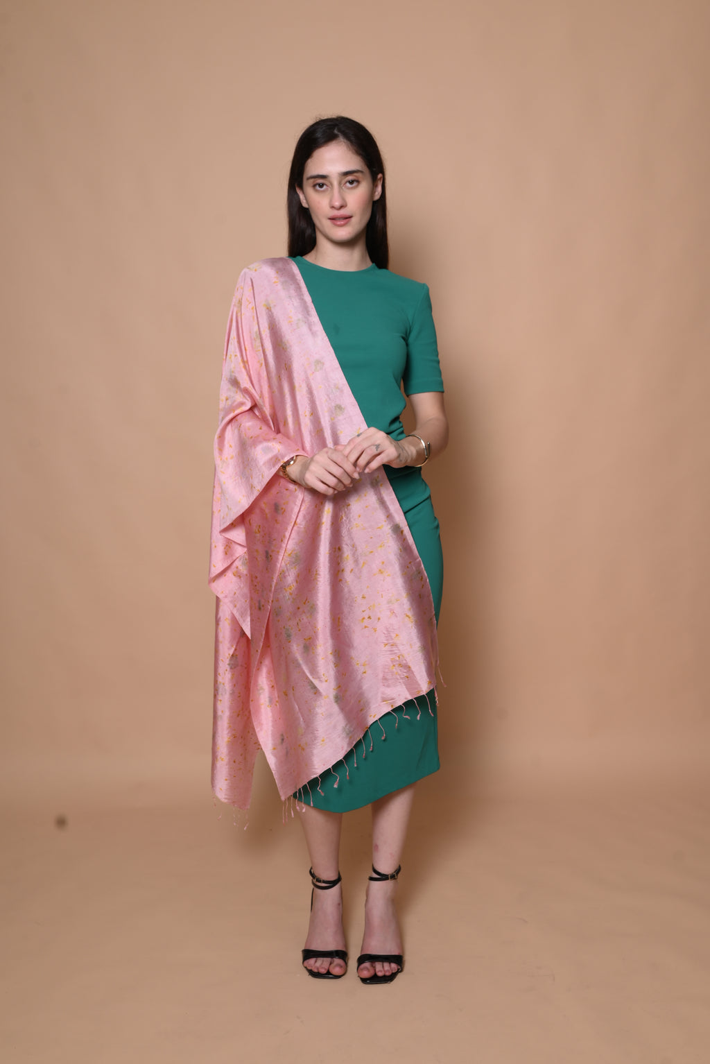 Pink Floral Organic Dyed Mulberry Silk Stole