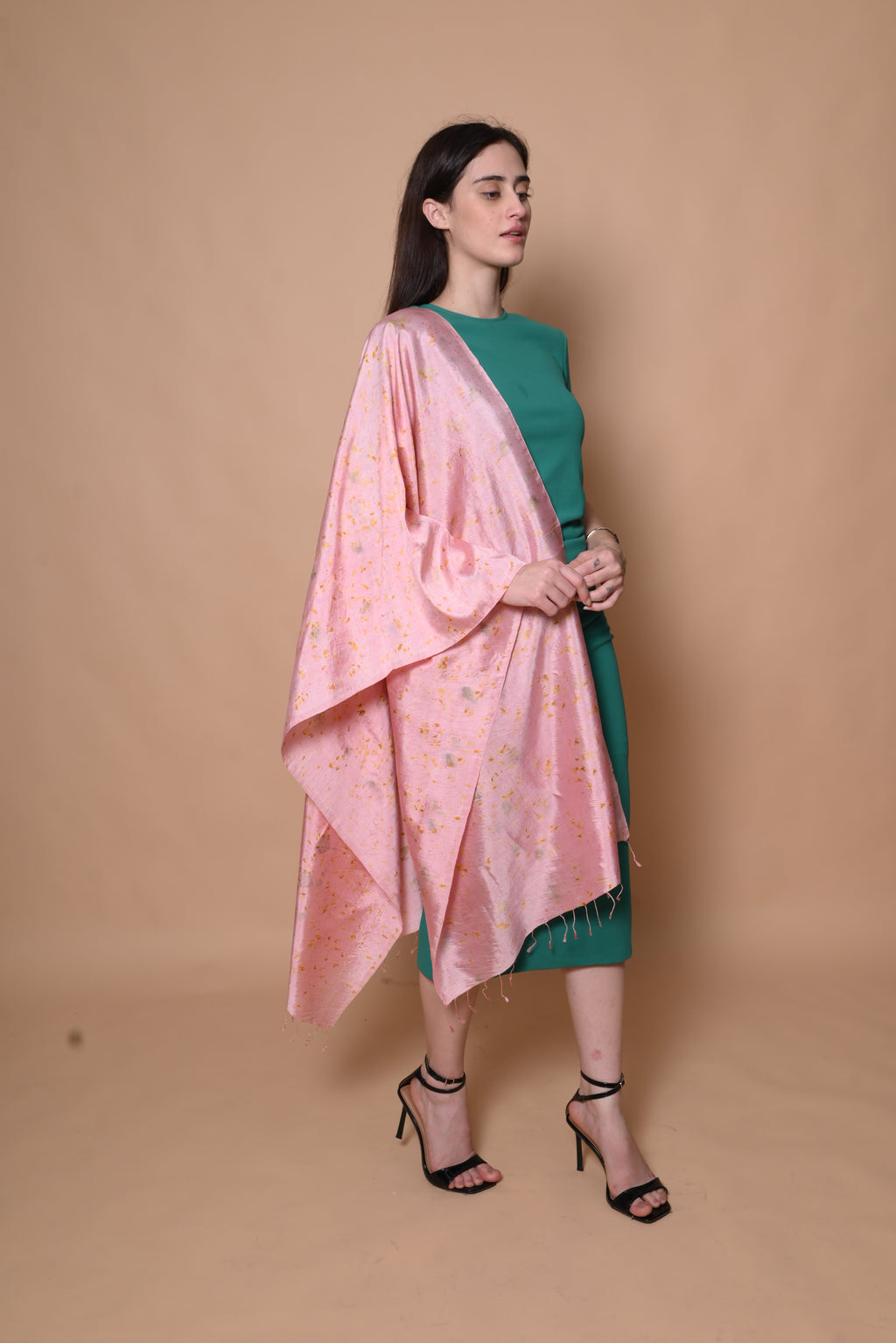 Pink Floral Organic Dyed Mulberry Silk Stole