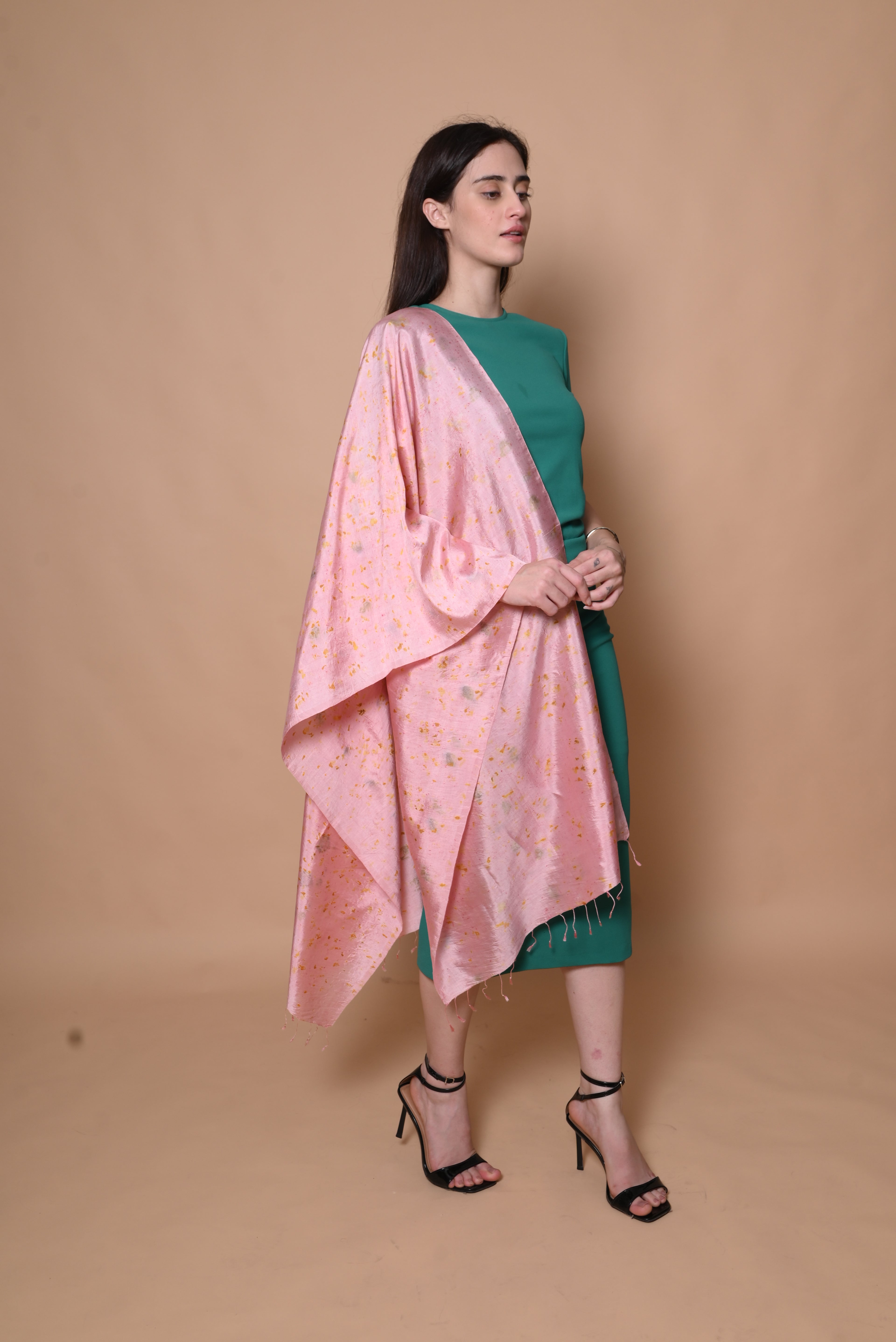 Pink Floral Organic Dyed Mulberry Silk Stole
