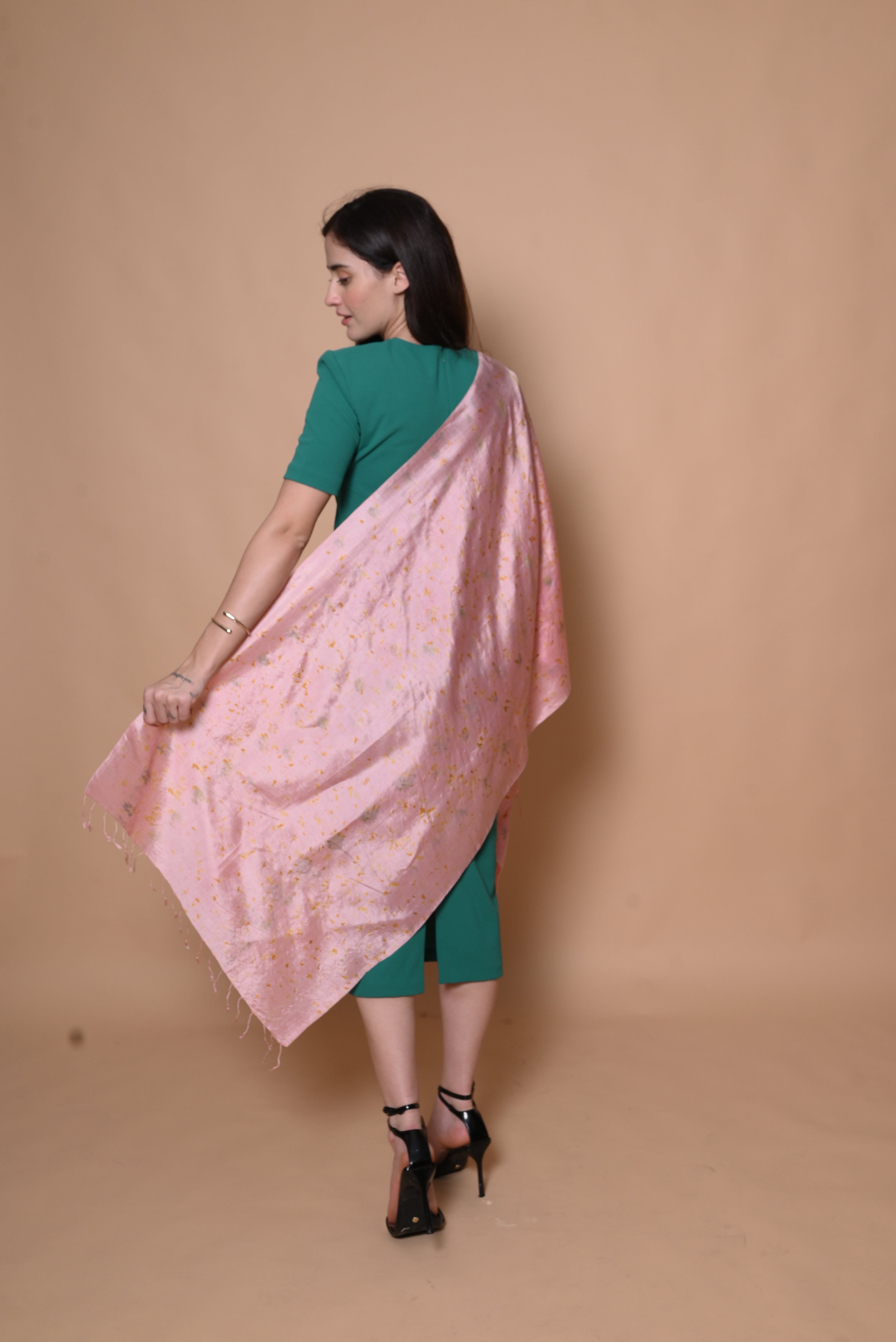 Pink Floral Organic Dyed Mulberry Silk Stole
