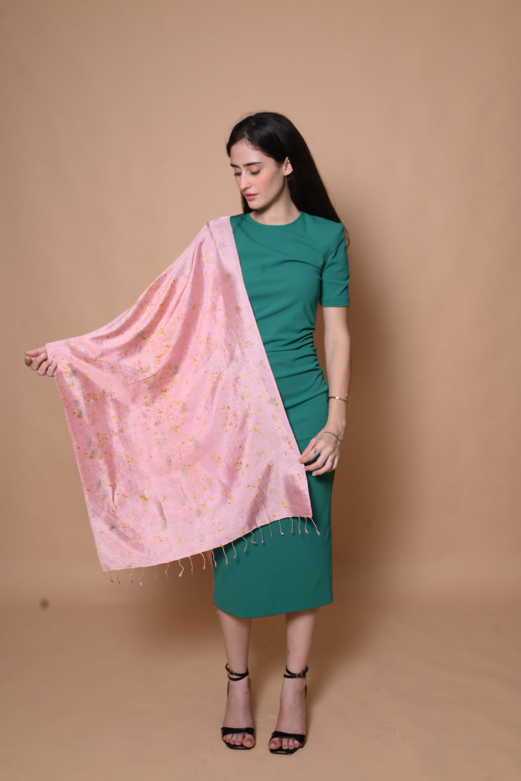 Pink Floral Organic Dyed Mulberry Silk Stole