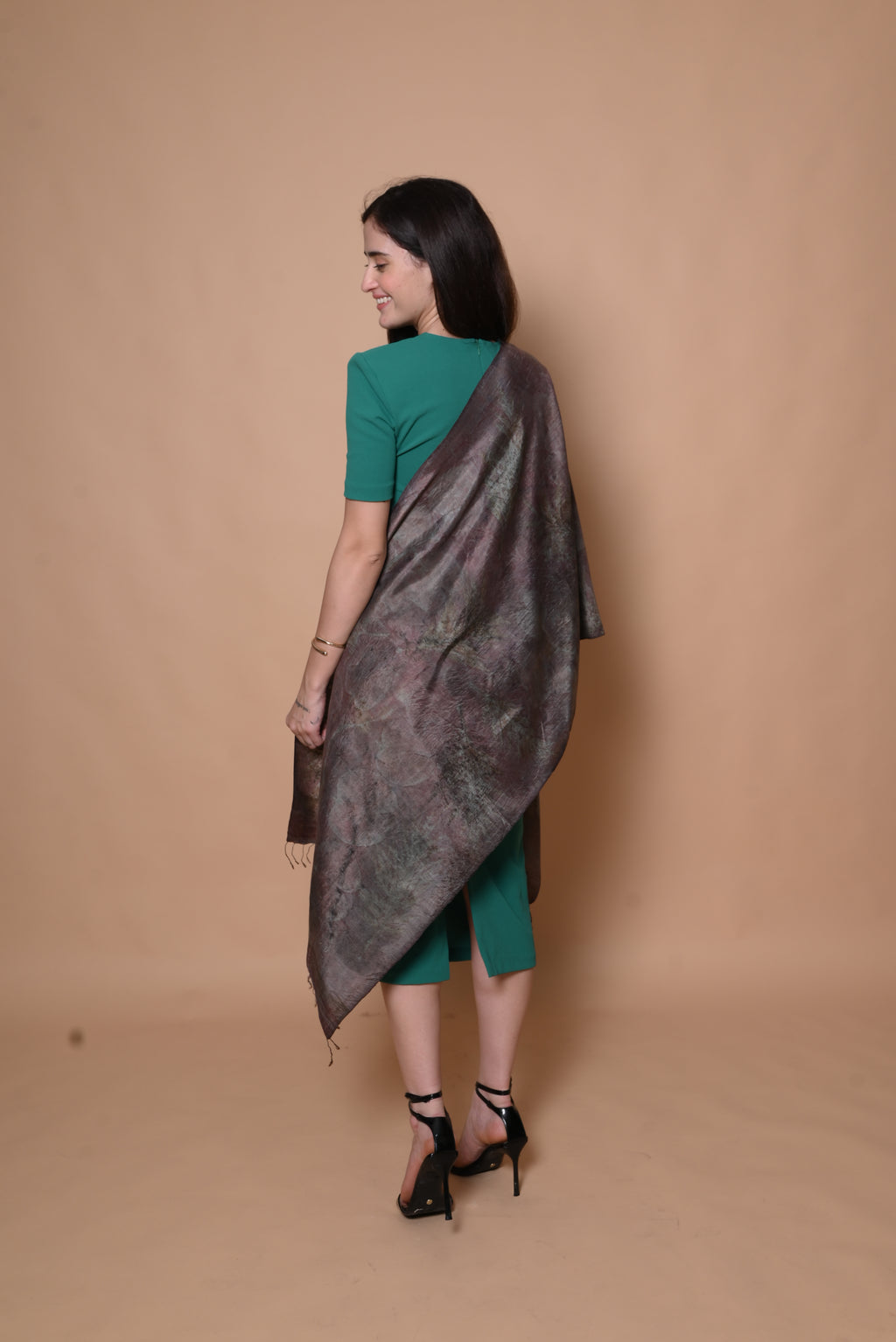 Wine Organic Leaves Dyed Mulberry Silk Stole