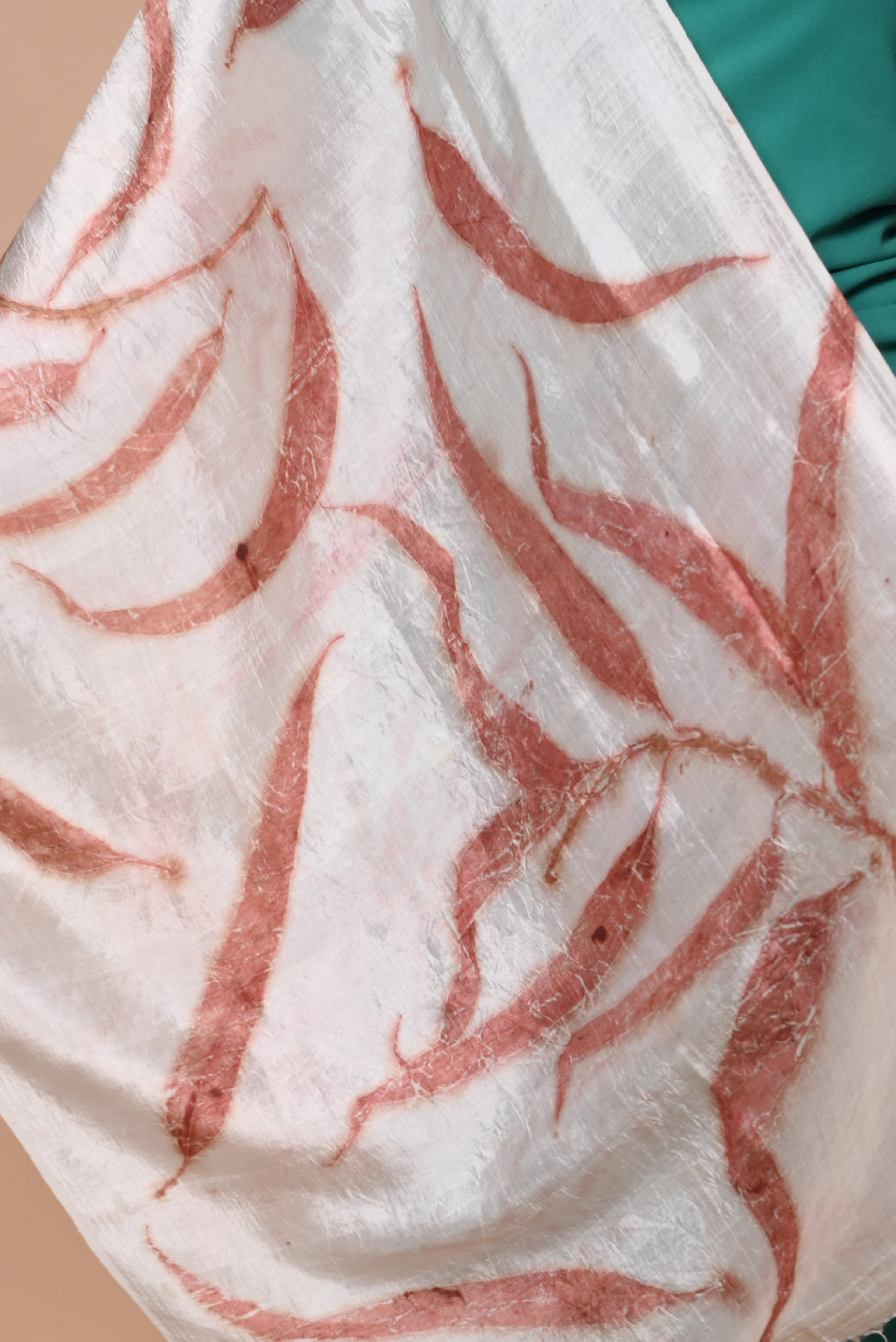 Ivory Organic Leaves Dyed Mulberry Silk Stole