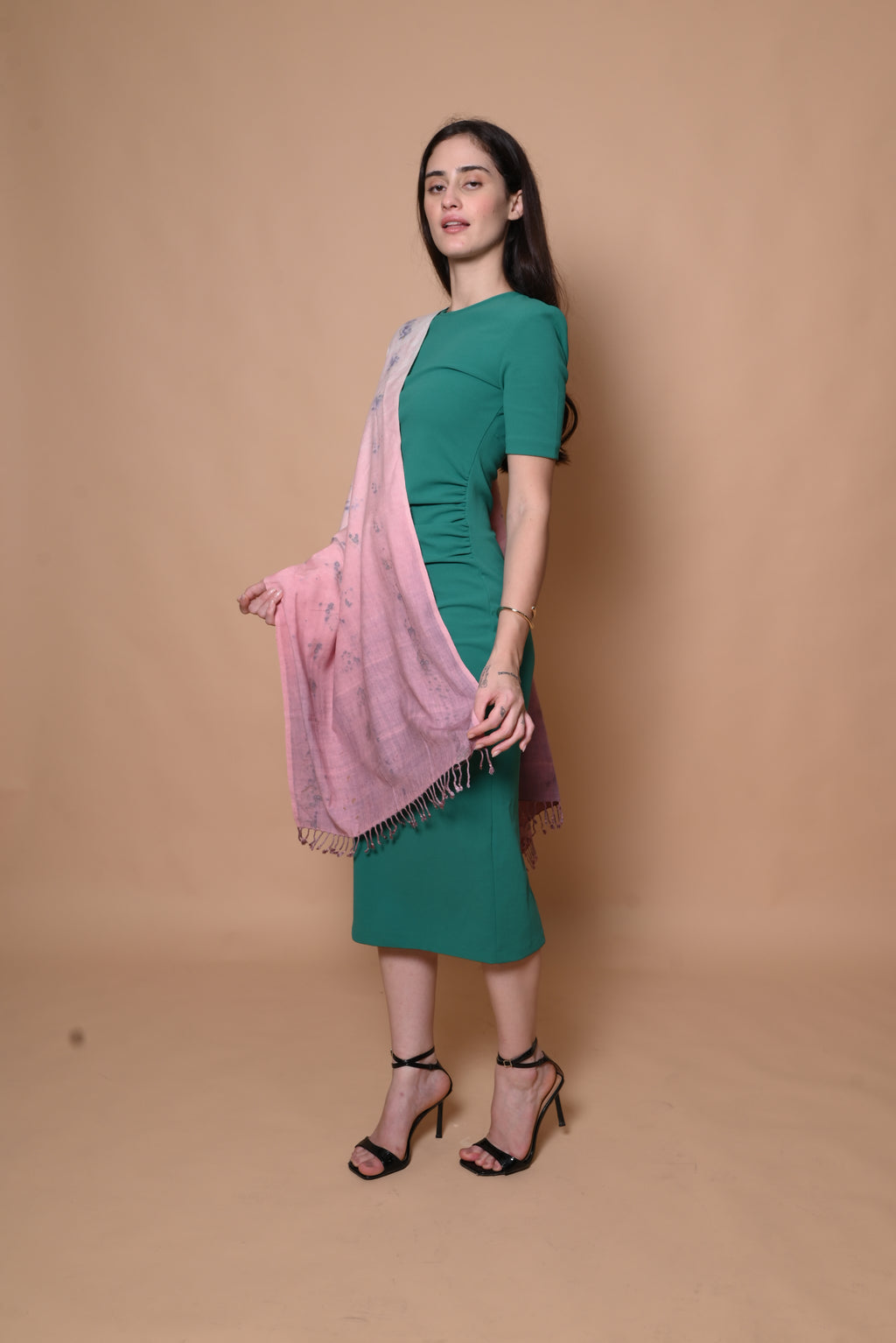 Pink Ombre Floral Organic Dyed Eri Silk Stole