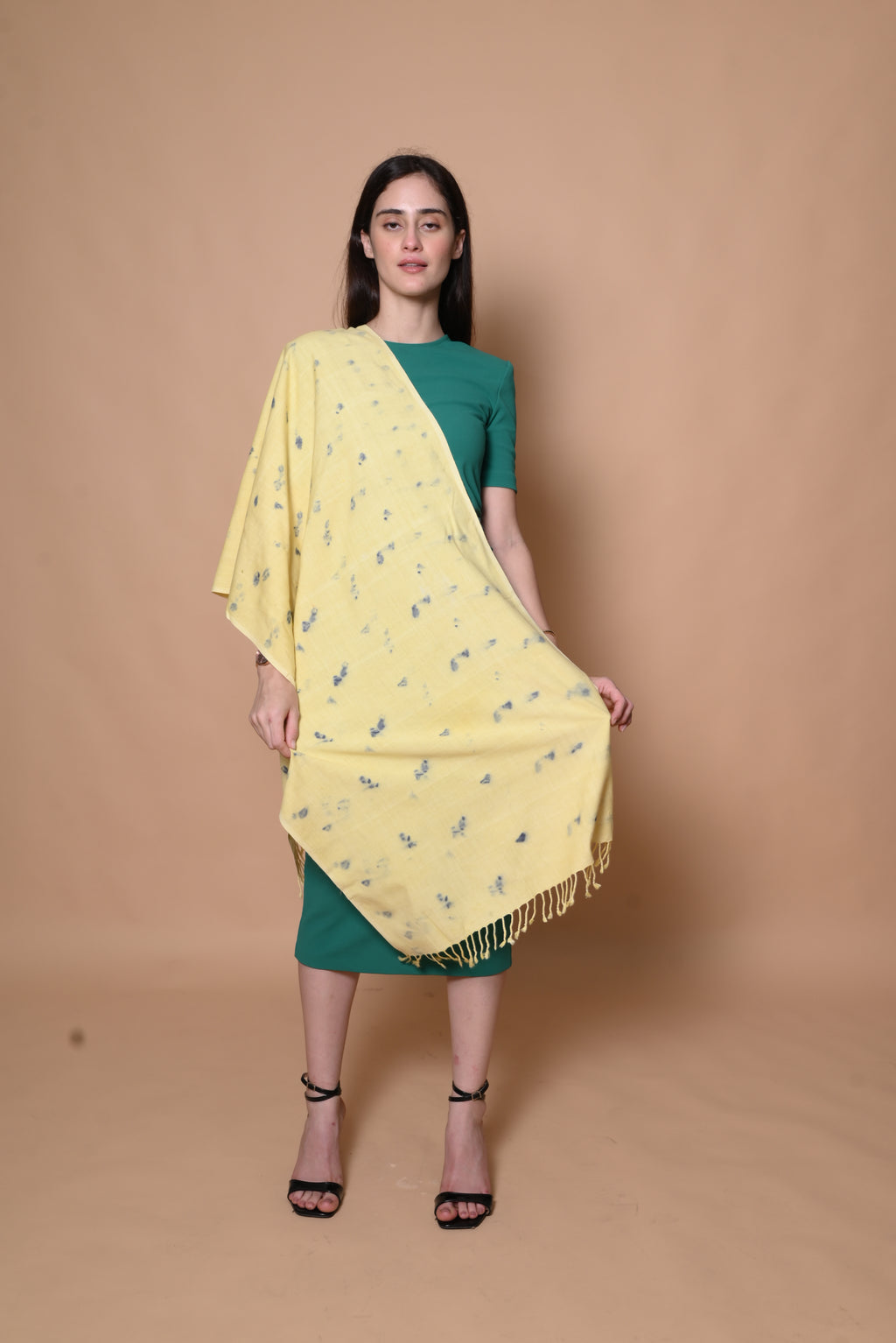 Yellow Floral Organic Dyed Eri Silk Stole