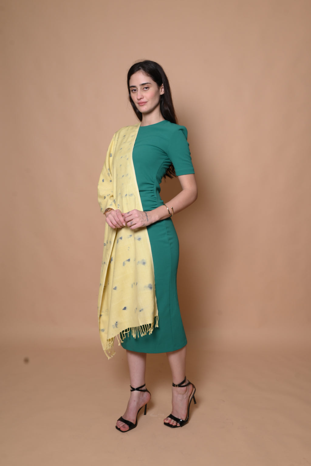 Yellow Floral Organic Dyed Eri Silk Stole