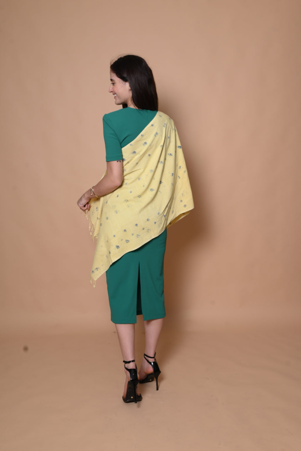 Yellow Floral Organic Dyed Eri Silk Stole