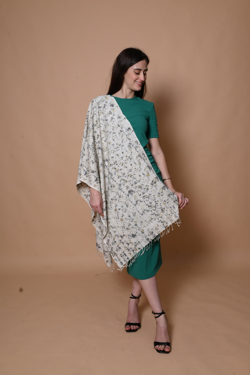 Ivory Organic FLoral Dyed Eri Silk Stole