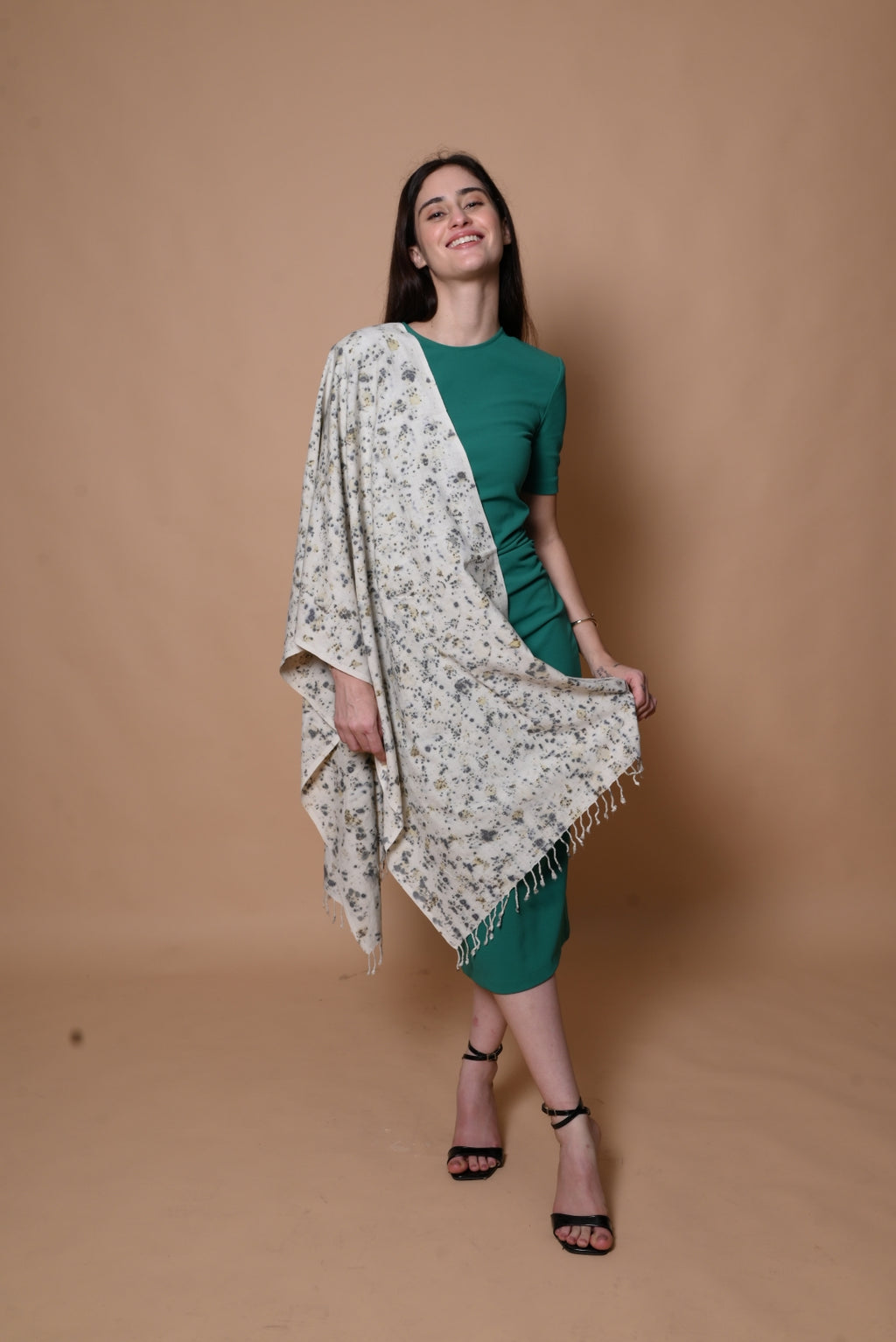 Ivory Organic FLoral Dyed Eri Silk Stole