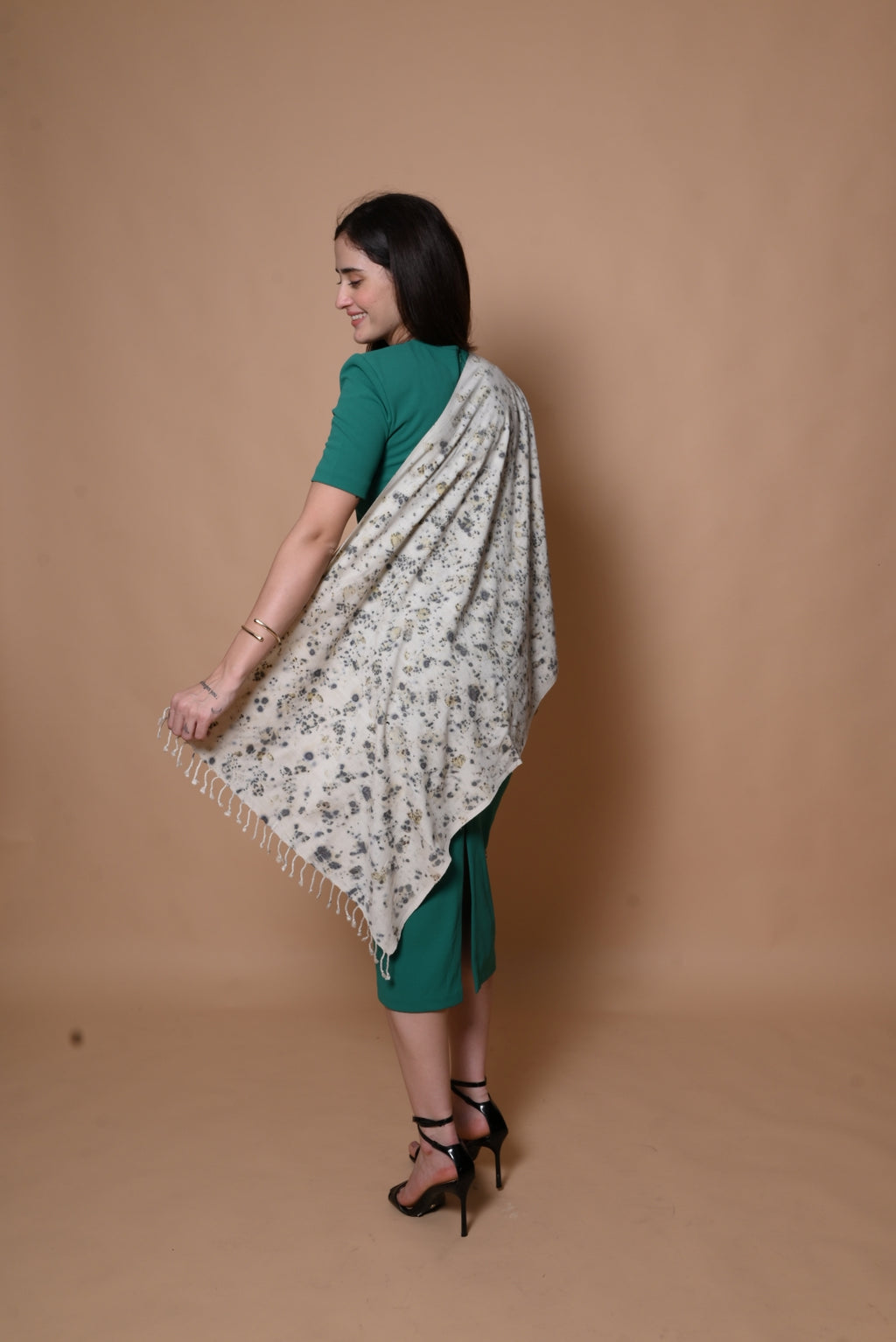 Ivory Organic FLoral Dyed Eri Silk Stole