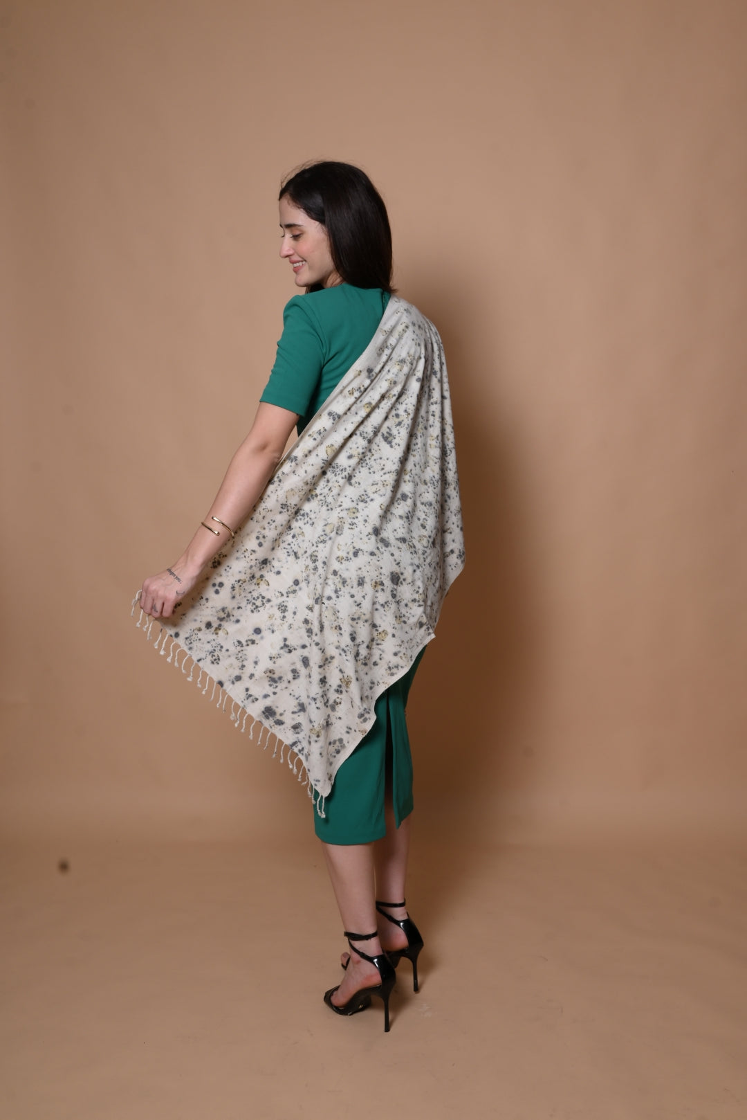Ivory Organic FLoral Dyed Eri Silk Stole