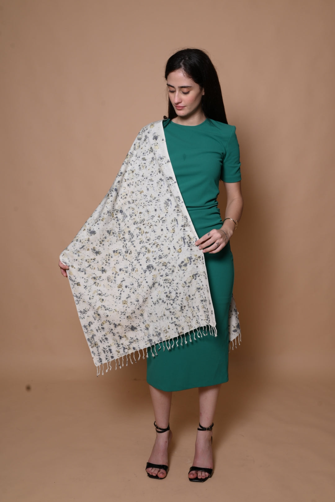 Ivory Organic FLoral Dyed Eri Silk Stole