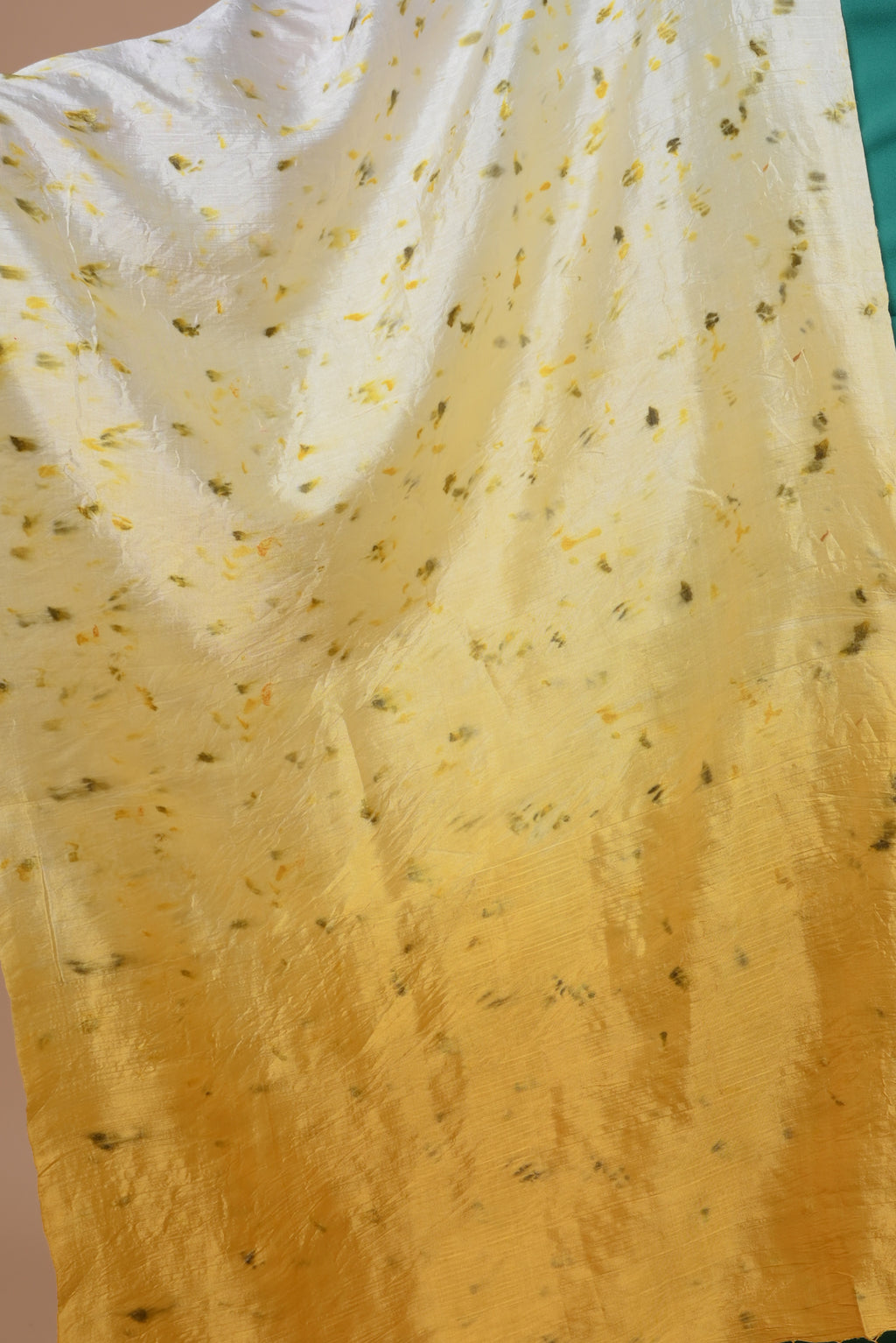 White and Yellow Ombre Floral  Organic Dyed Mulberry Silk Stole