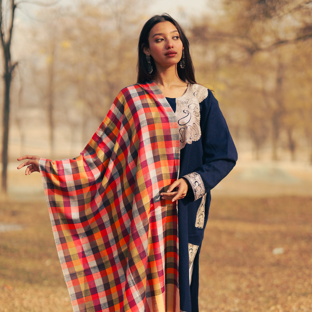 Multicolored Checks Patterned Stole
